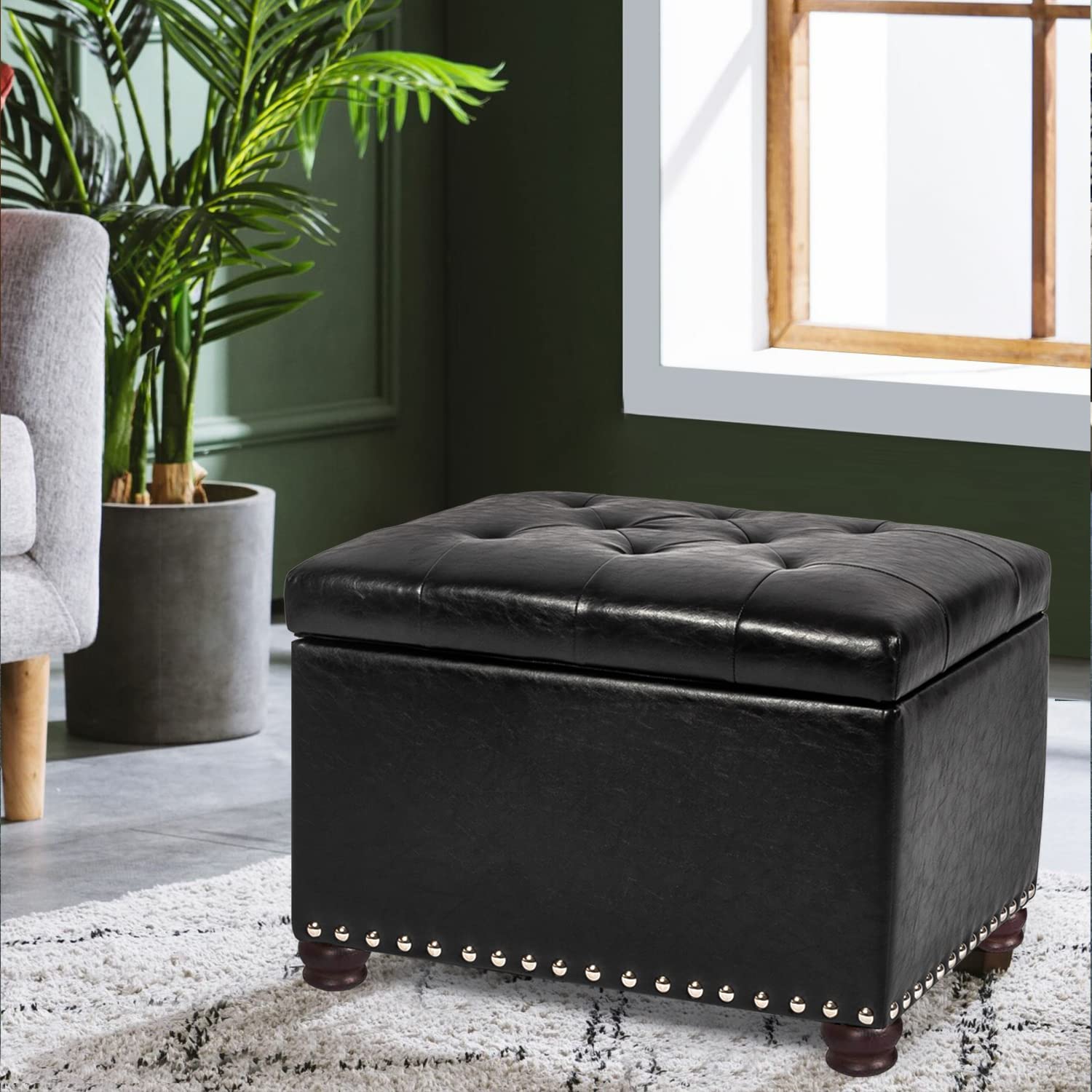 Leather Storage Ottoman