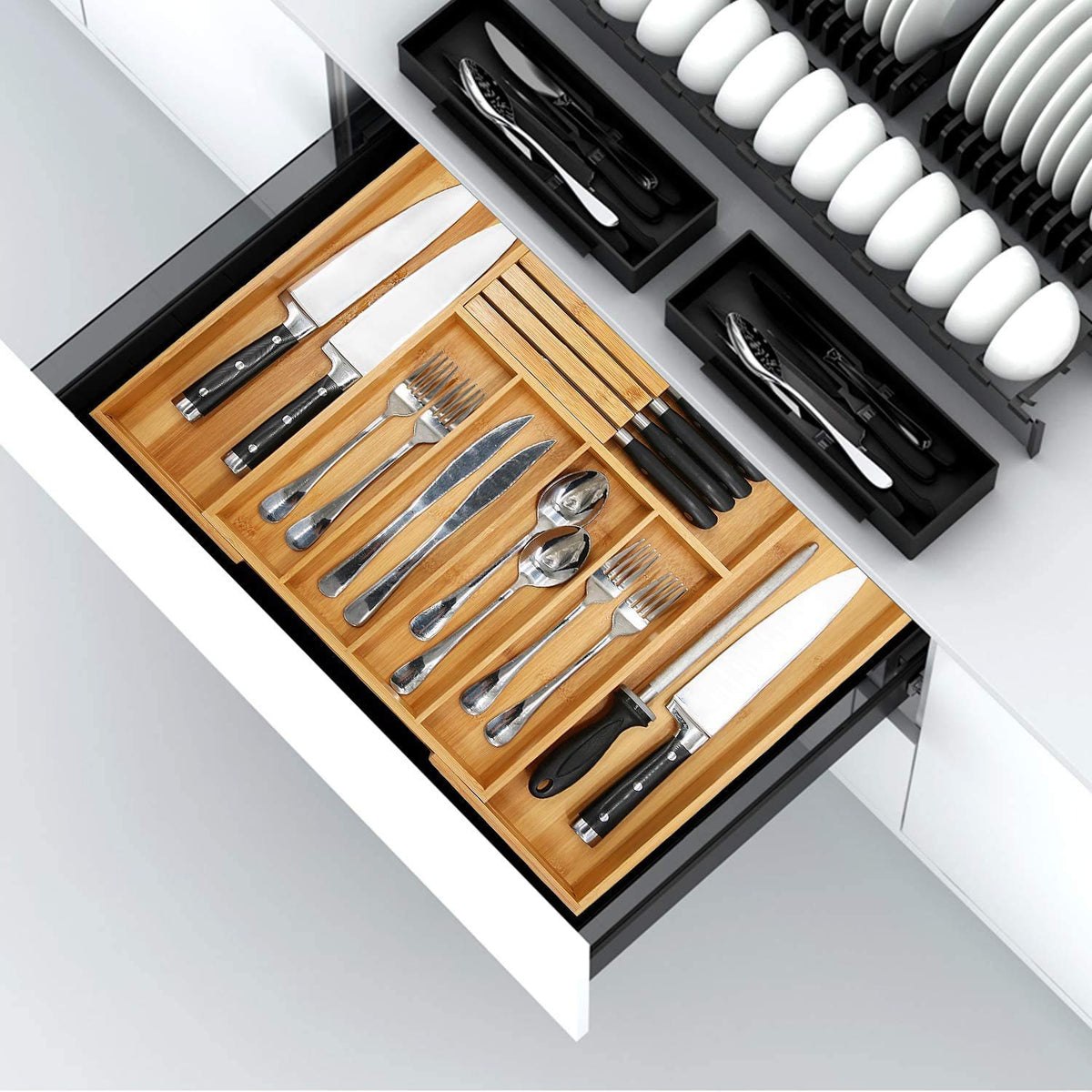 Bamboo Silverware Drawer Organizer