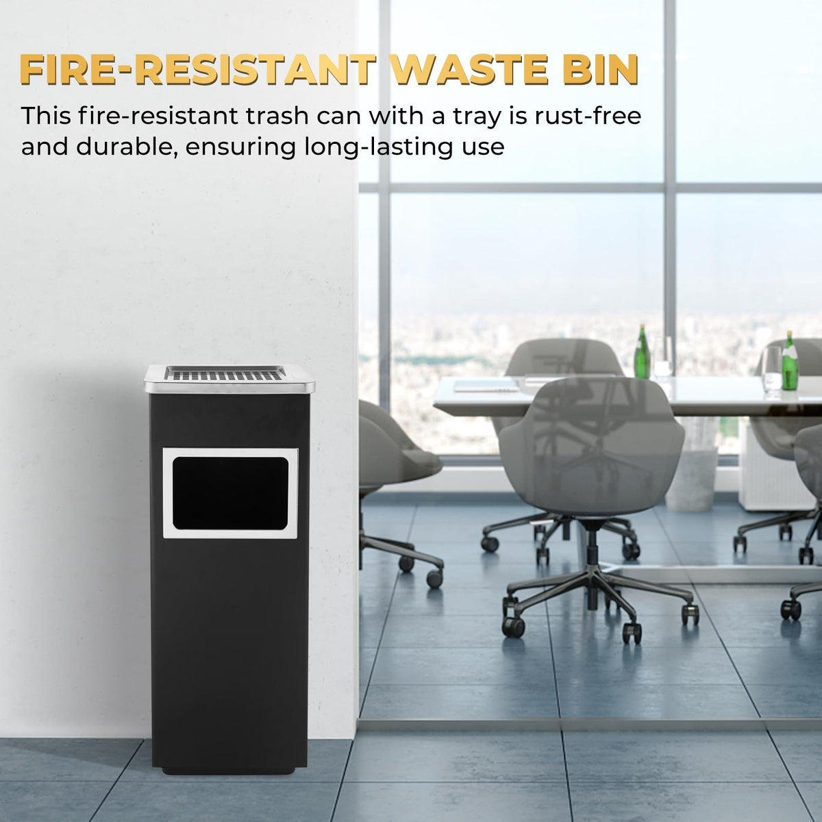 Square Stainless Steel Outdoor Trash Can