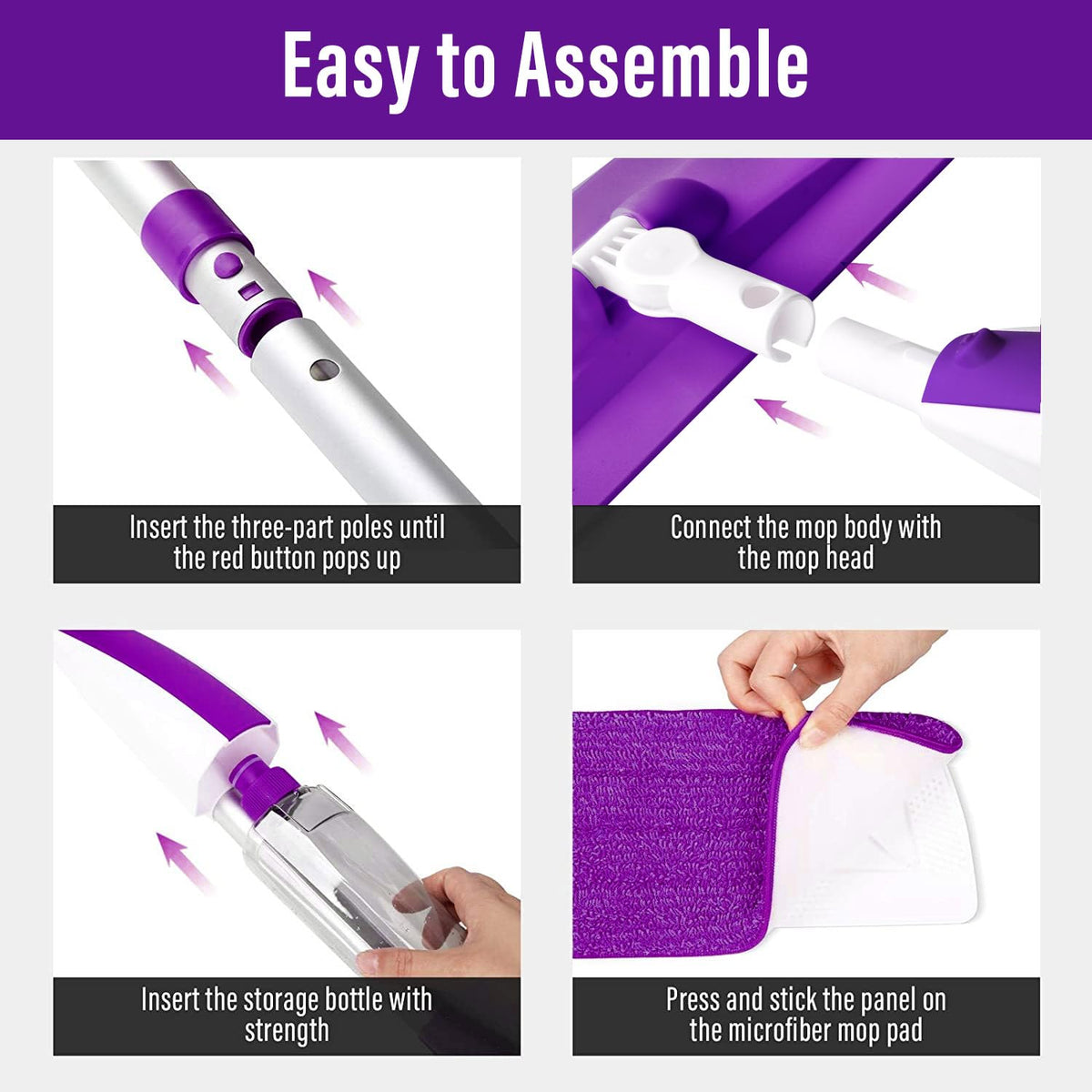 Wet Spray Mop for Floor Cleaning with 14 oz Bottle & 3 Microfiber Pads