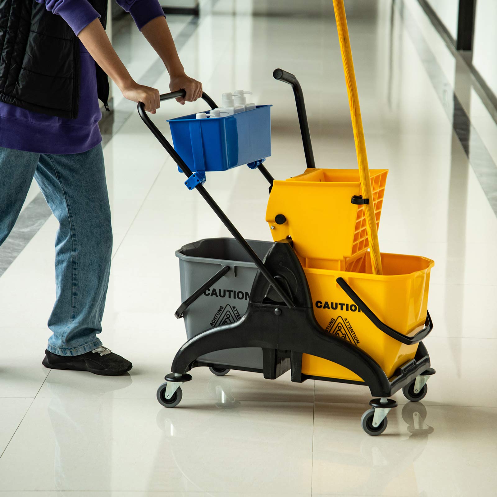 Mop Water Bucket Wringer Cart