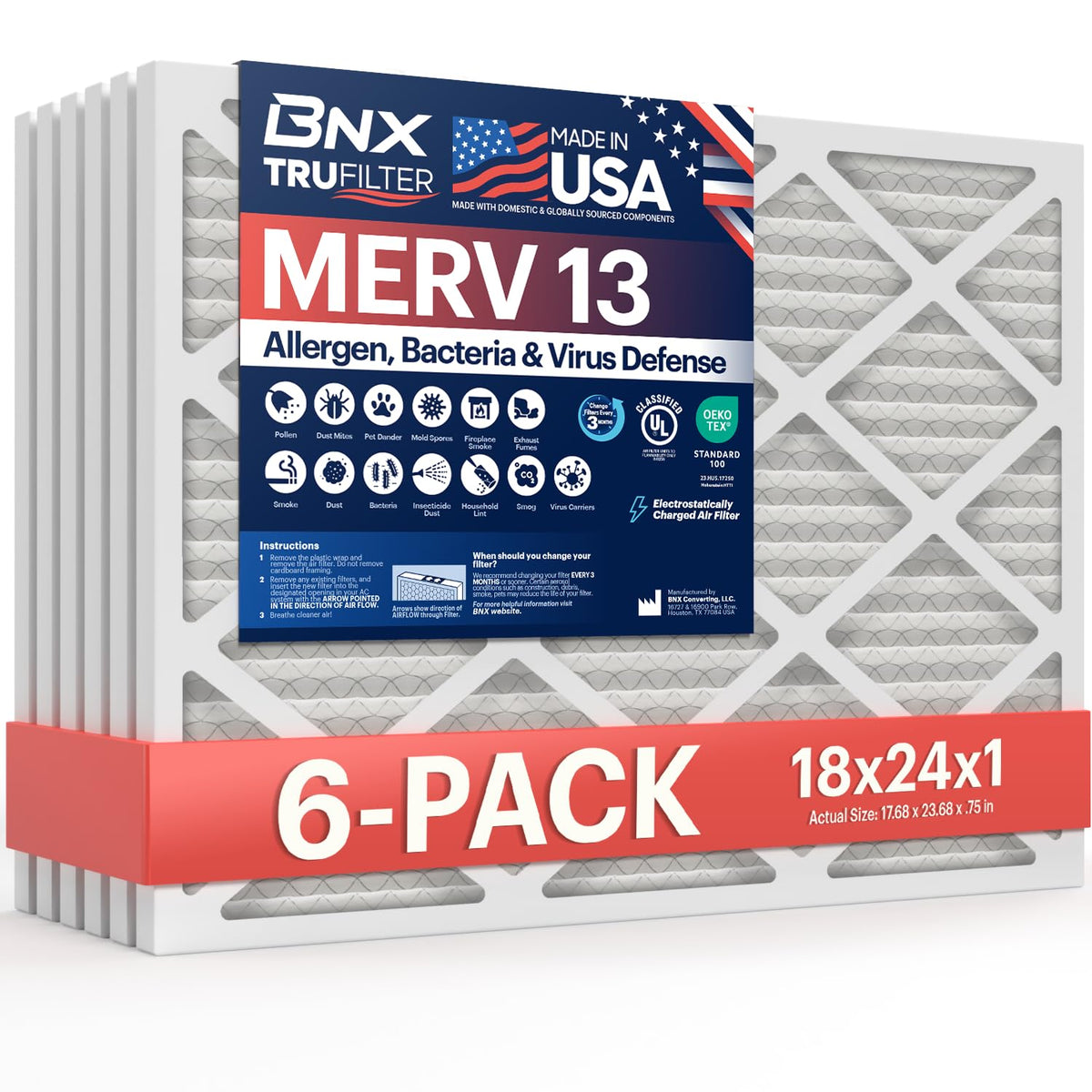 TruFilter 18x24x1 Air Filter MERV 13 (6 Count)