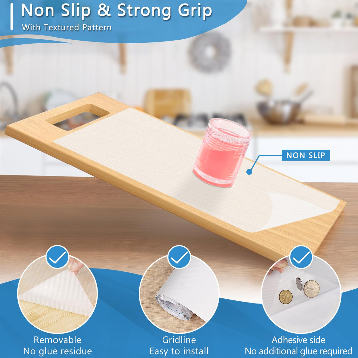 Self Adhesive Shelf Liner Kitchen Liner (278.016 sq in sq in)