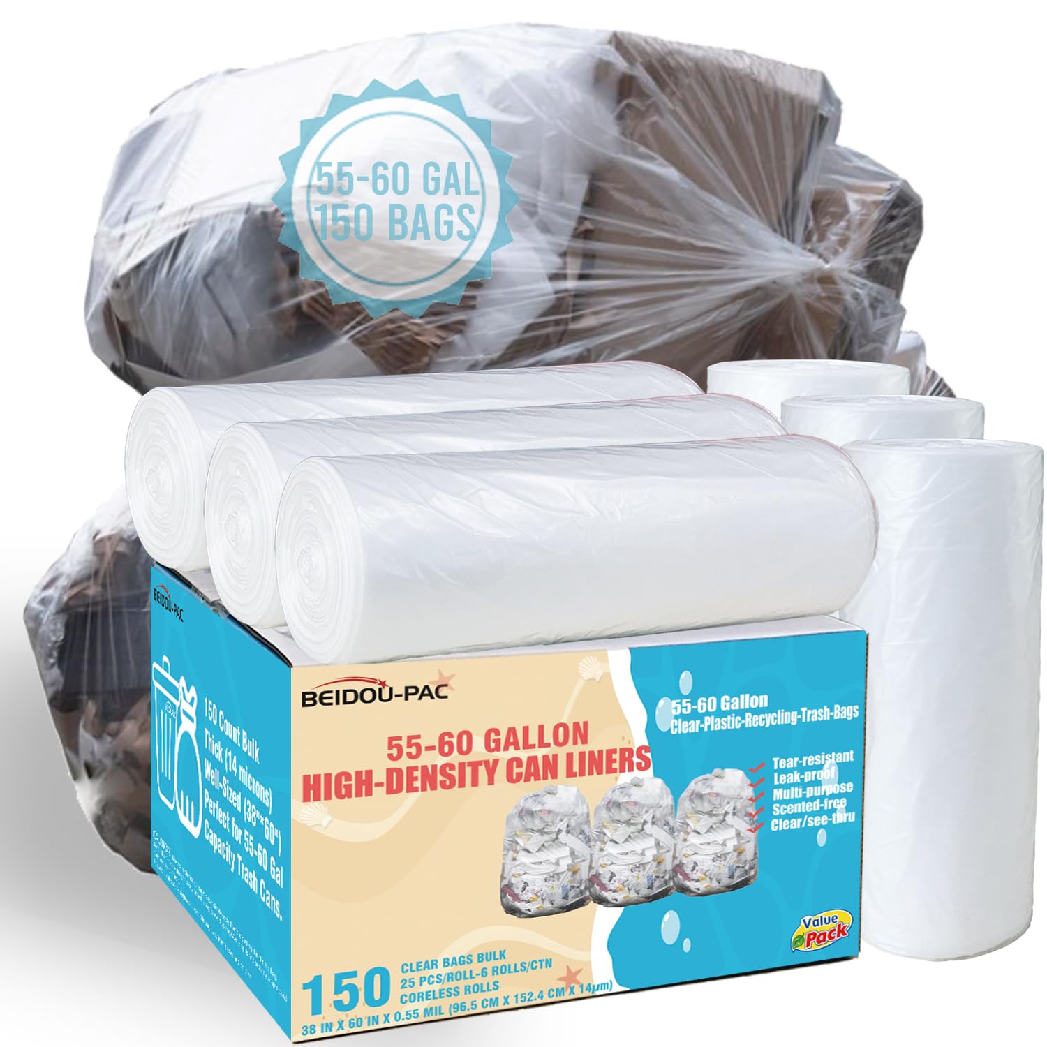 55 60 Gallon Trash Bags (150 Count)