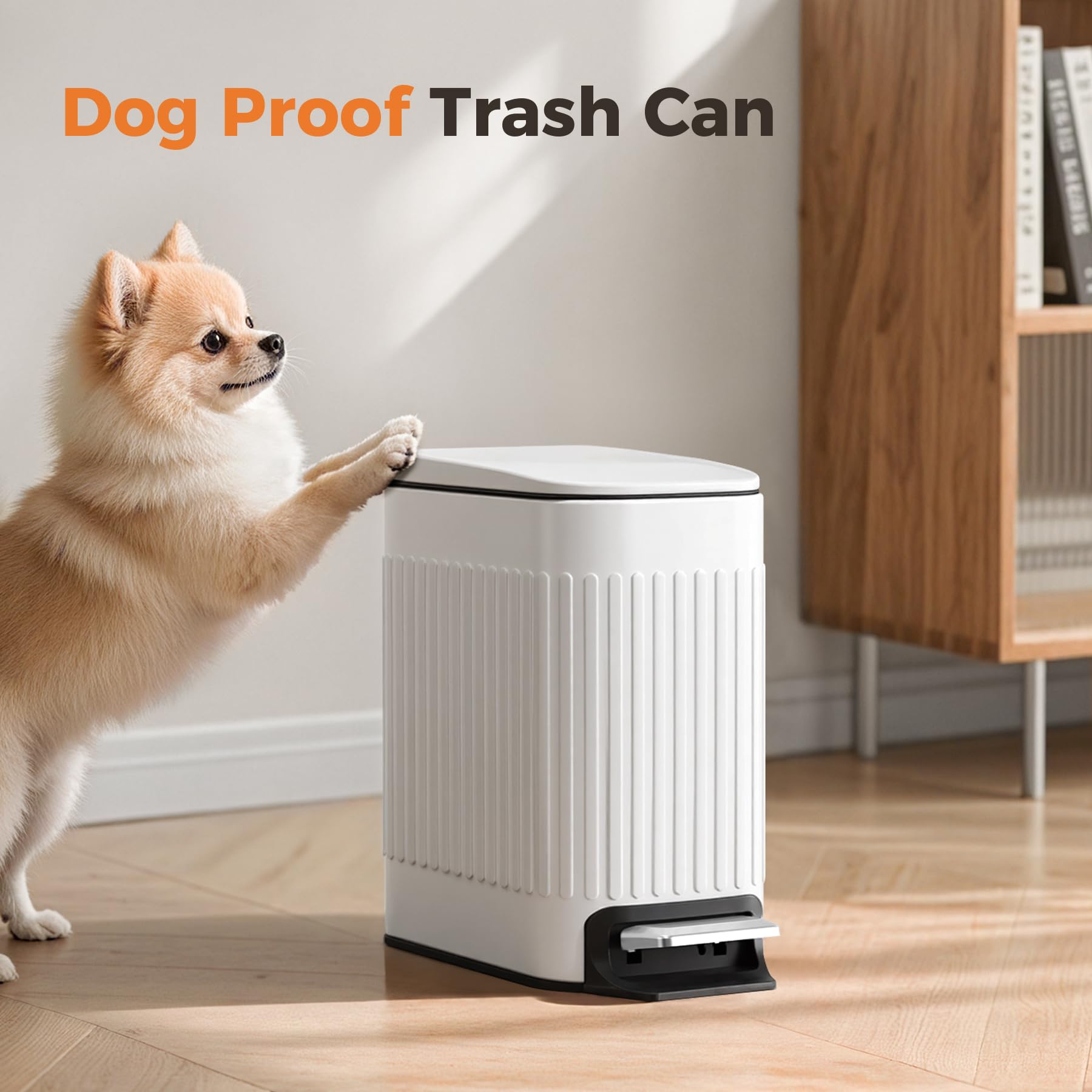 Slim Bathroom Trash Can with Lid Soft Close & Pedal