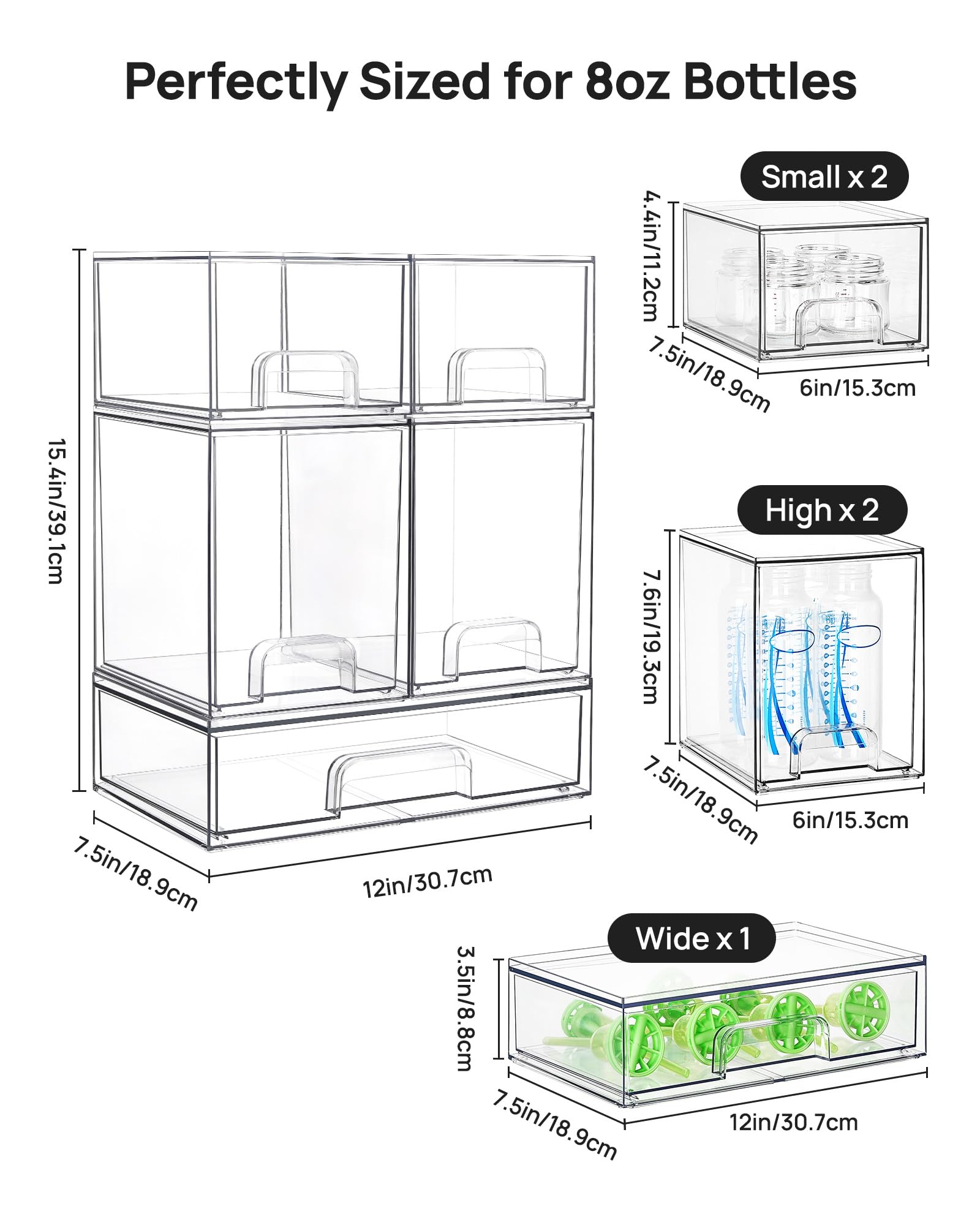 Clear Stackable Storage Drawers Set of 5 (5 Count)