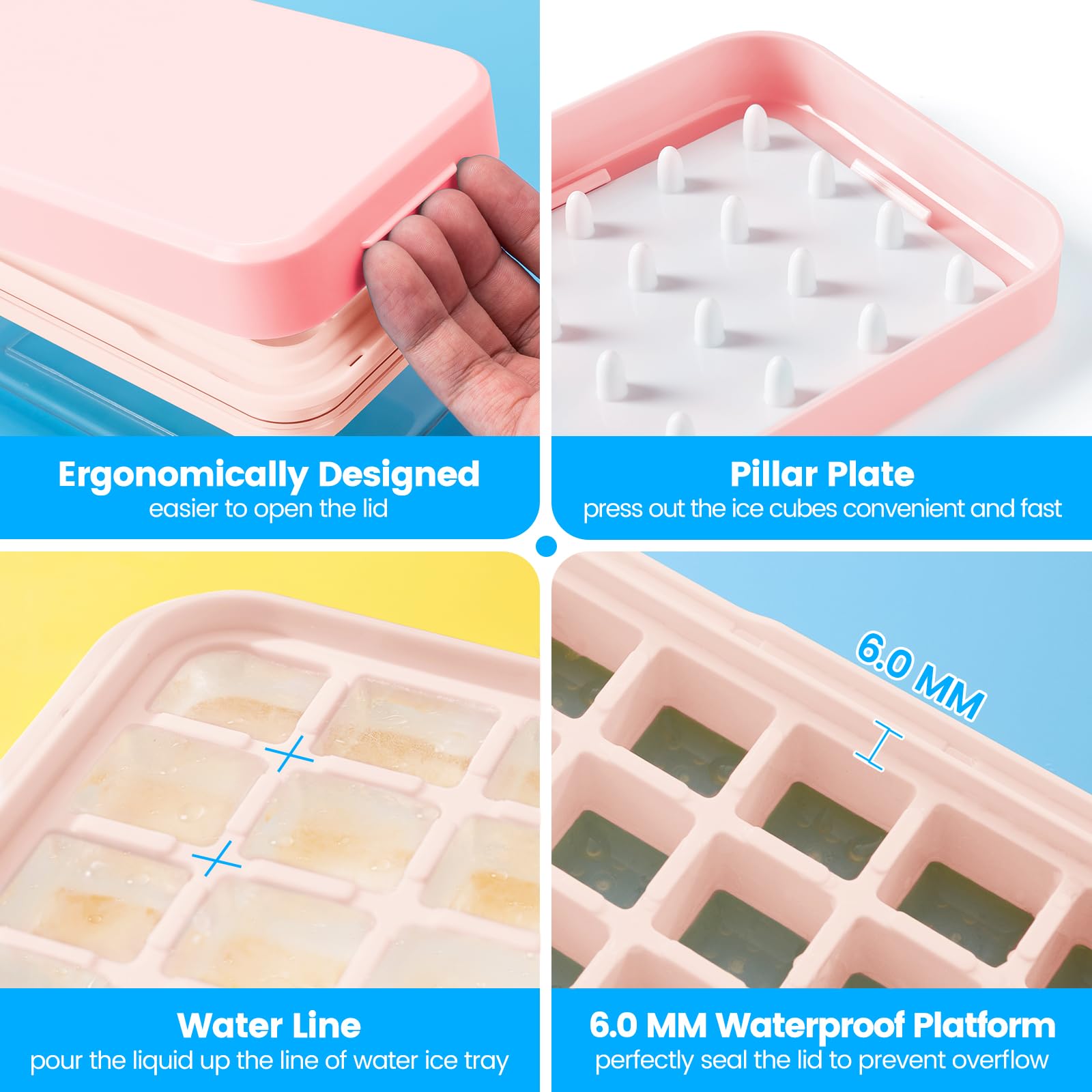 Ice Cube Tray with Lid and Bin