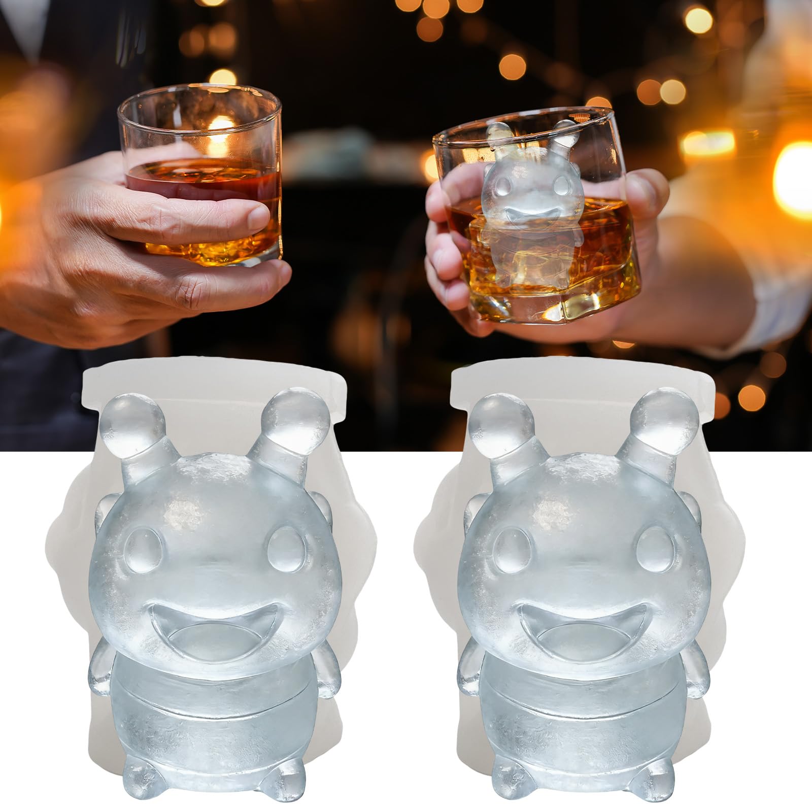 3D Bee Ice Cube Silicone Molds Tray for Whiskey (2 Count)