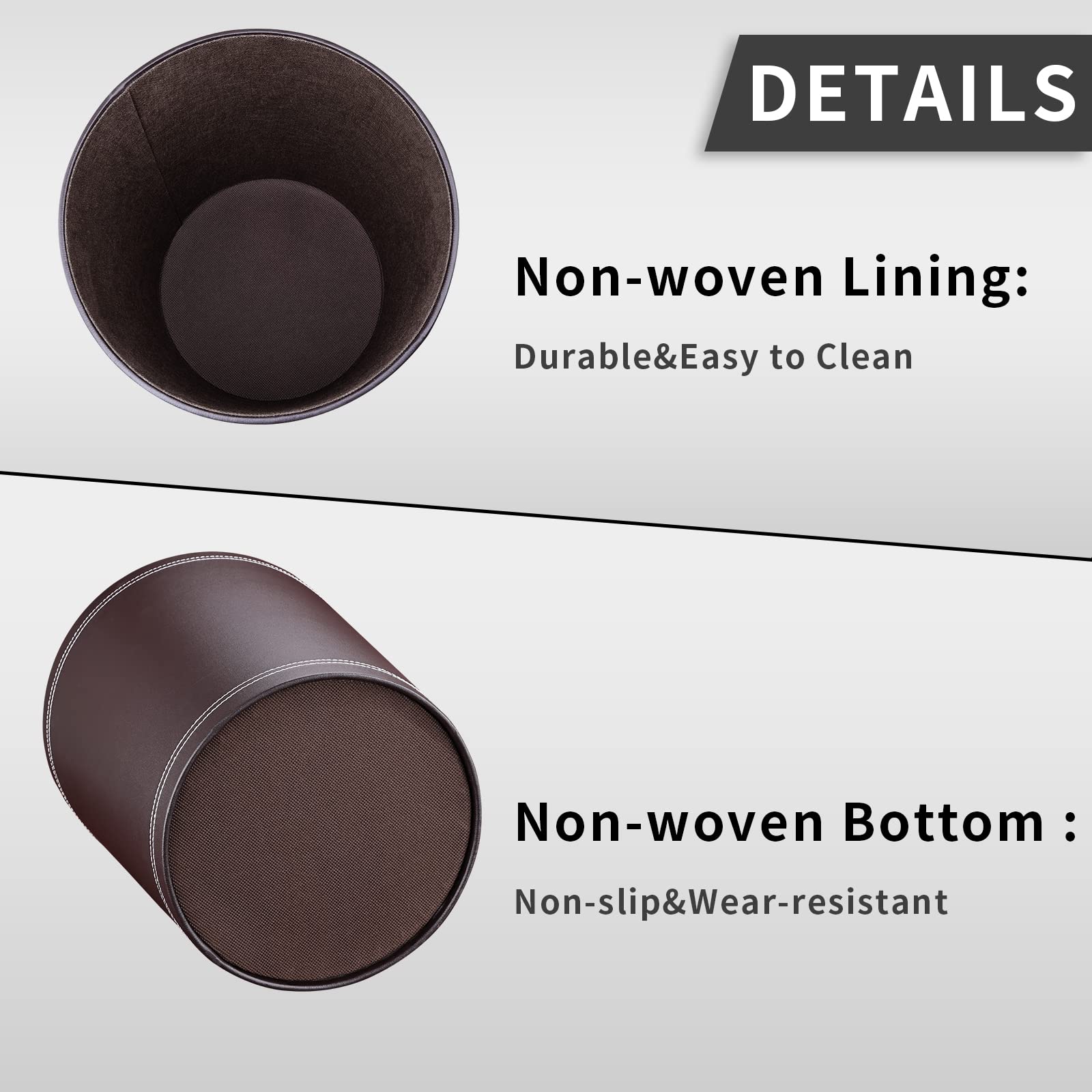 Pu Leather Trash Can for Bedroom
