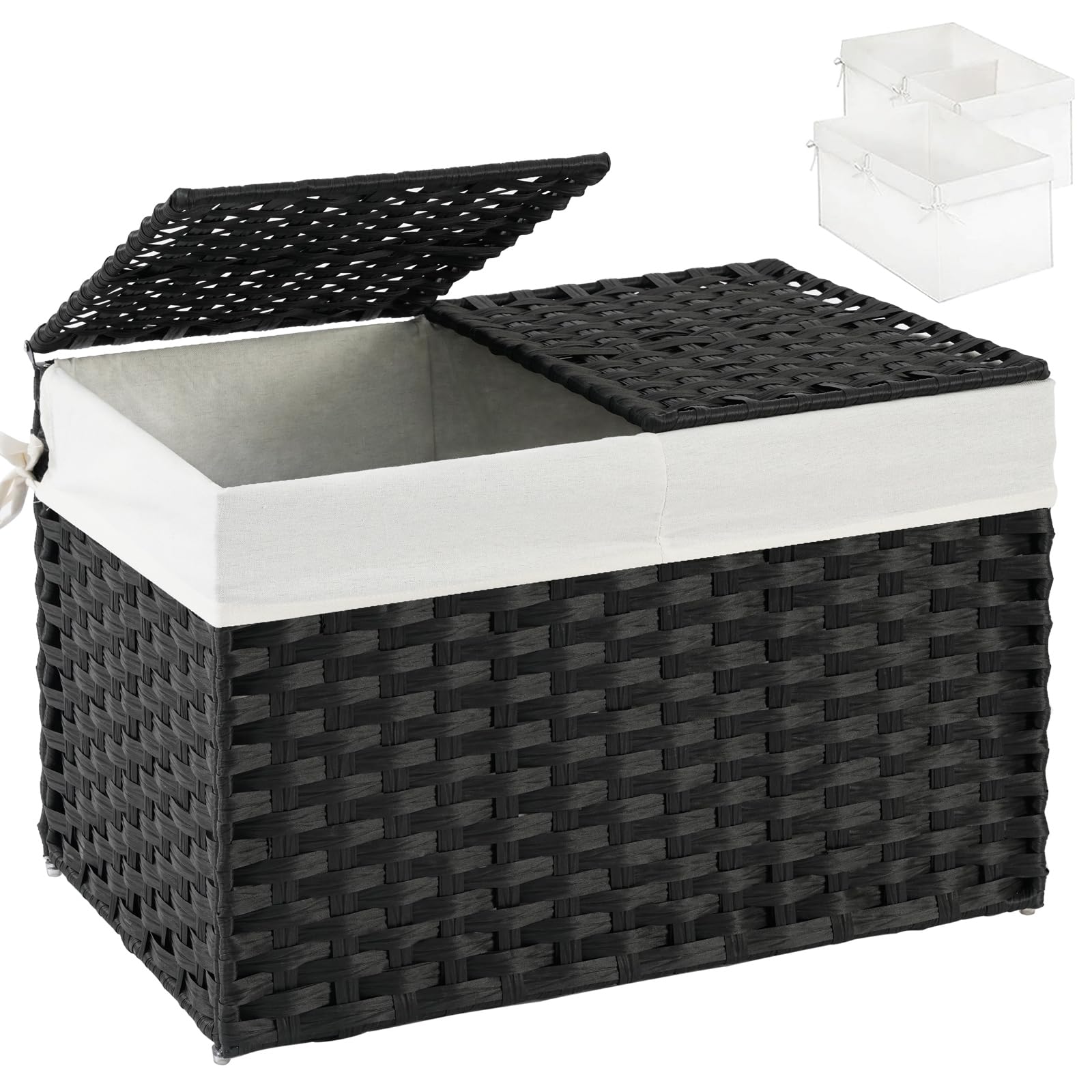 Storage Basket with Lid PE Rattan Storage Basket 105L