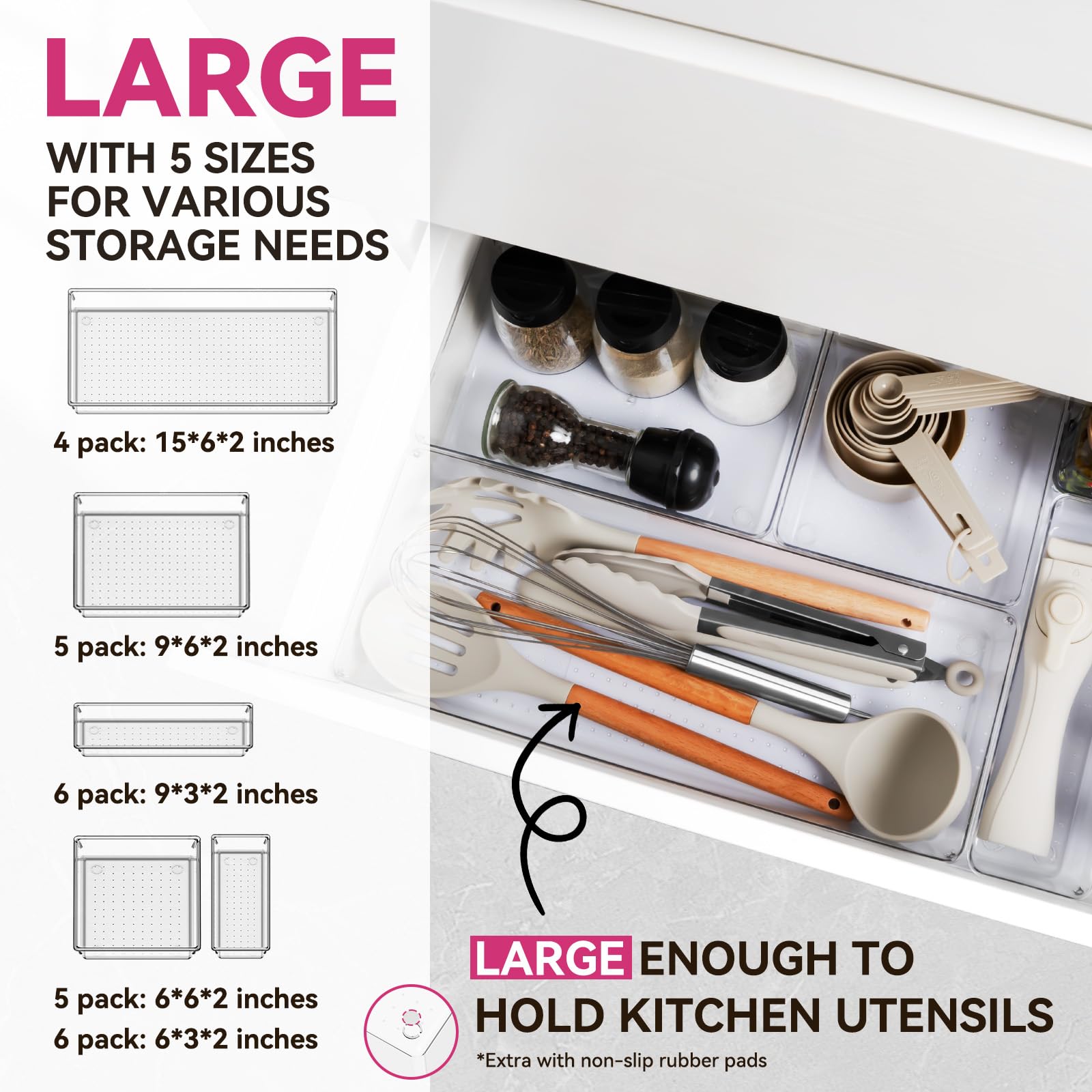 Large Drawer Organizer Bins 26 Pack (26 Count)