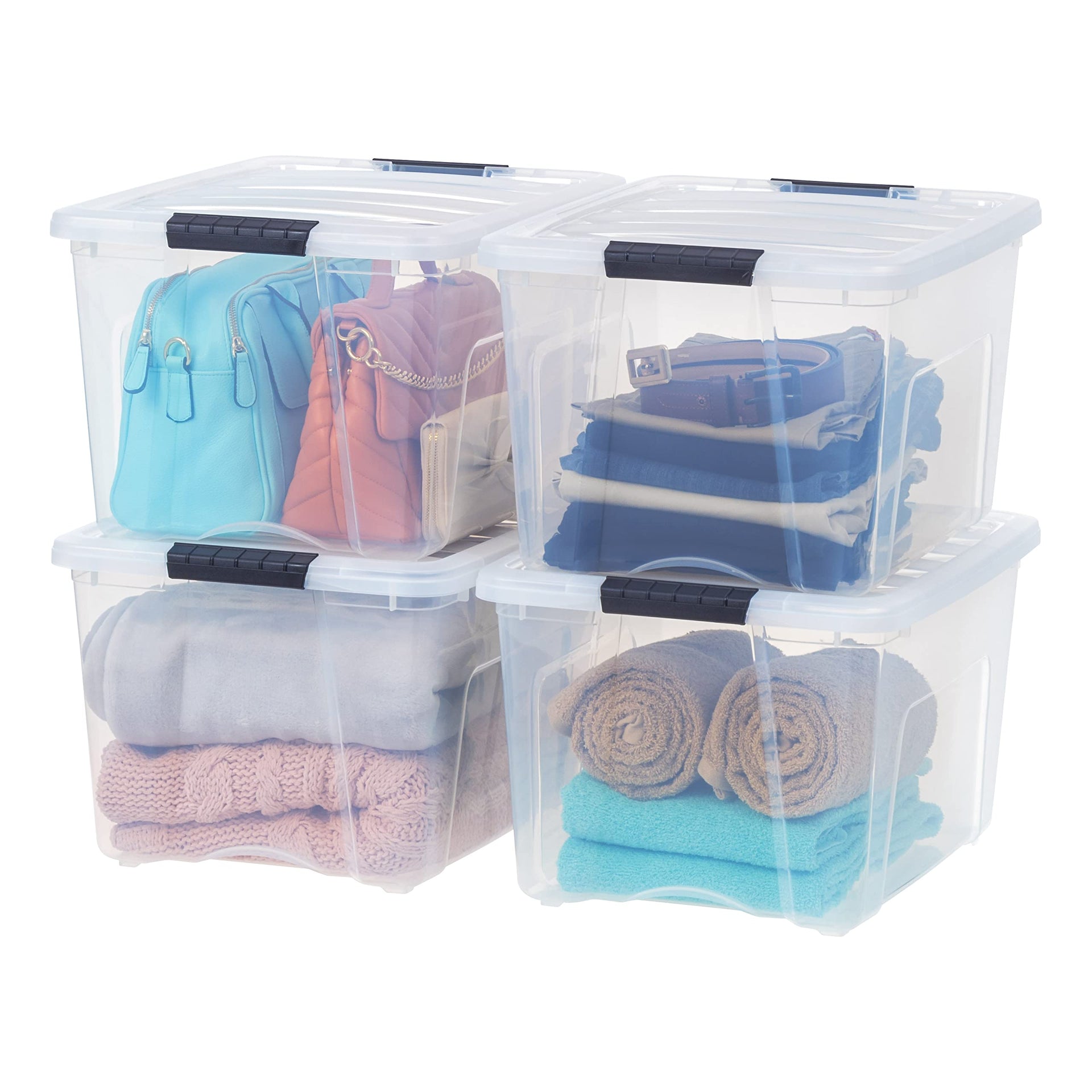4 Pack 40 Quart Storage Bins with Lids (4 Count)