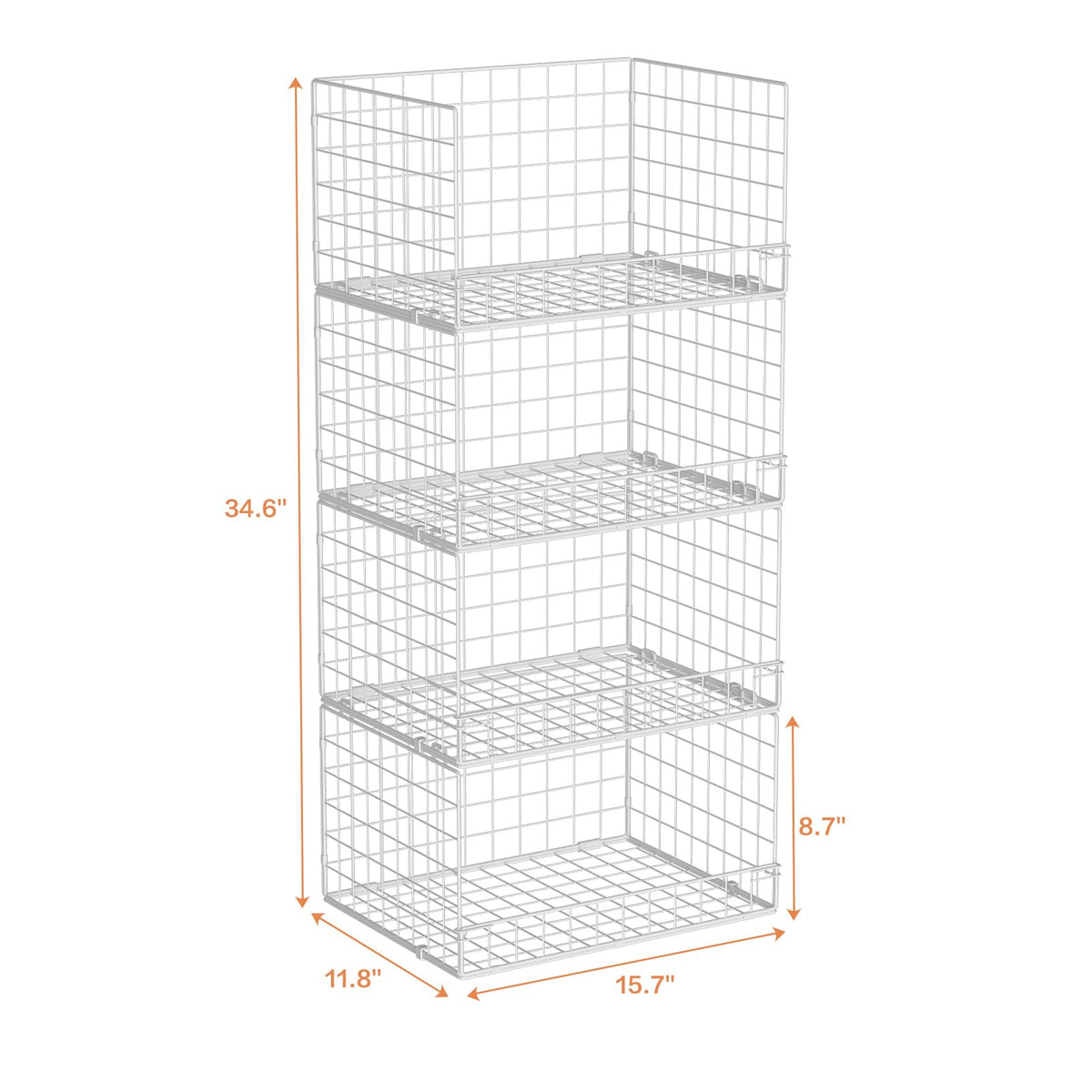 4 Tier Stackable Closet Organizers and Storage Basket