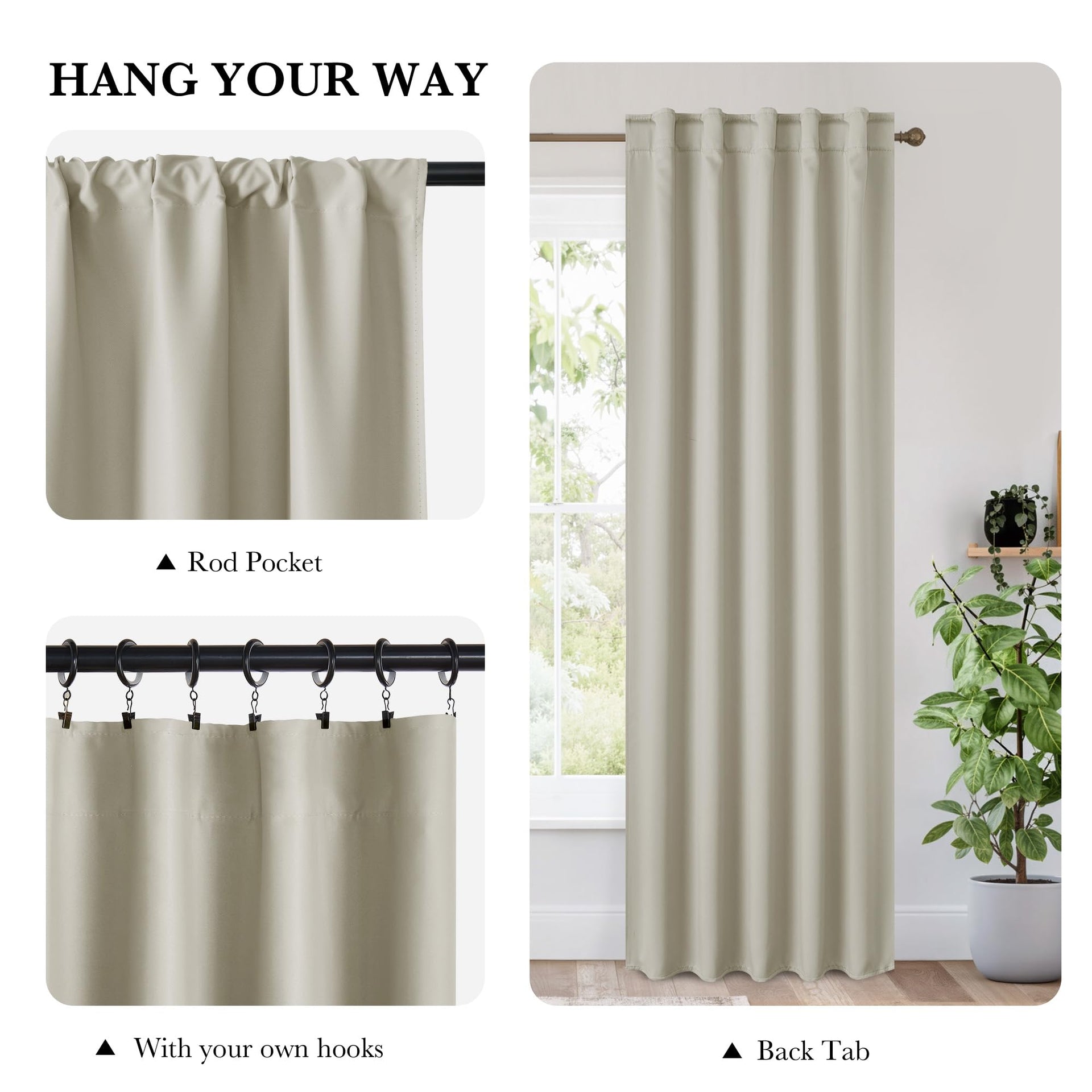 100% Blackout Short Curtains for Small Window (2 Count)