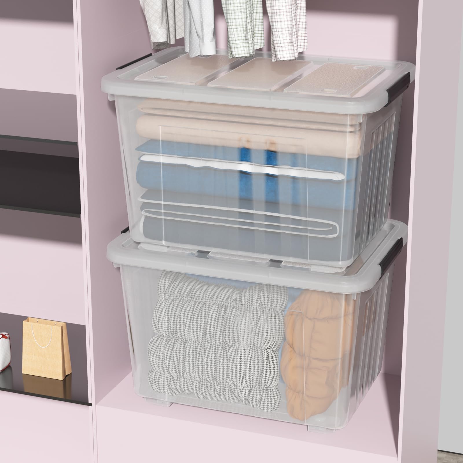 70 Quart Large Clear Storage Bins (4 Count)