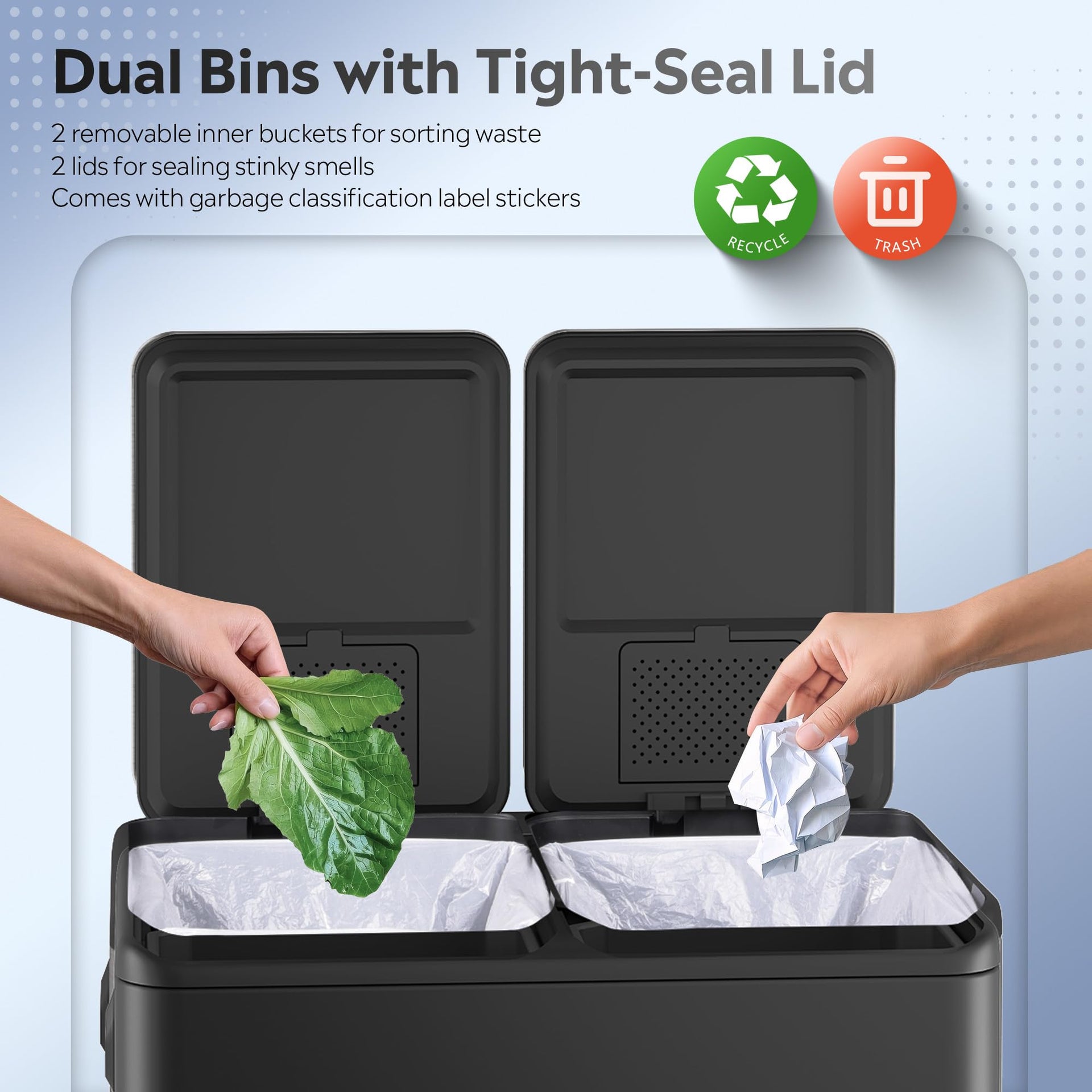 2 x 8 Gallon Stainless Steel Dual Trash Can (2 Count)