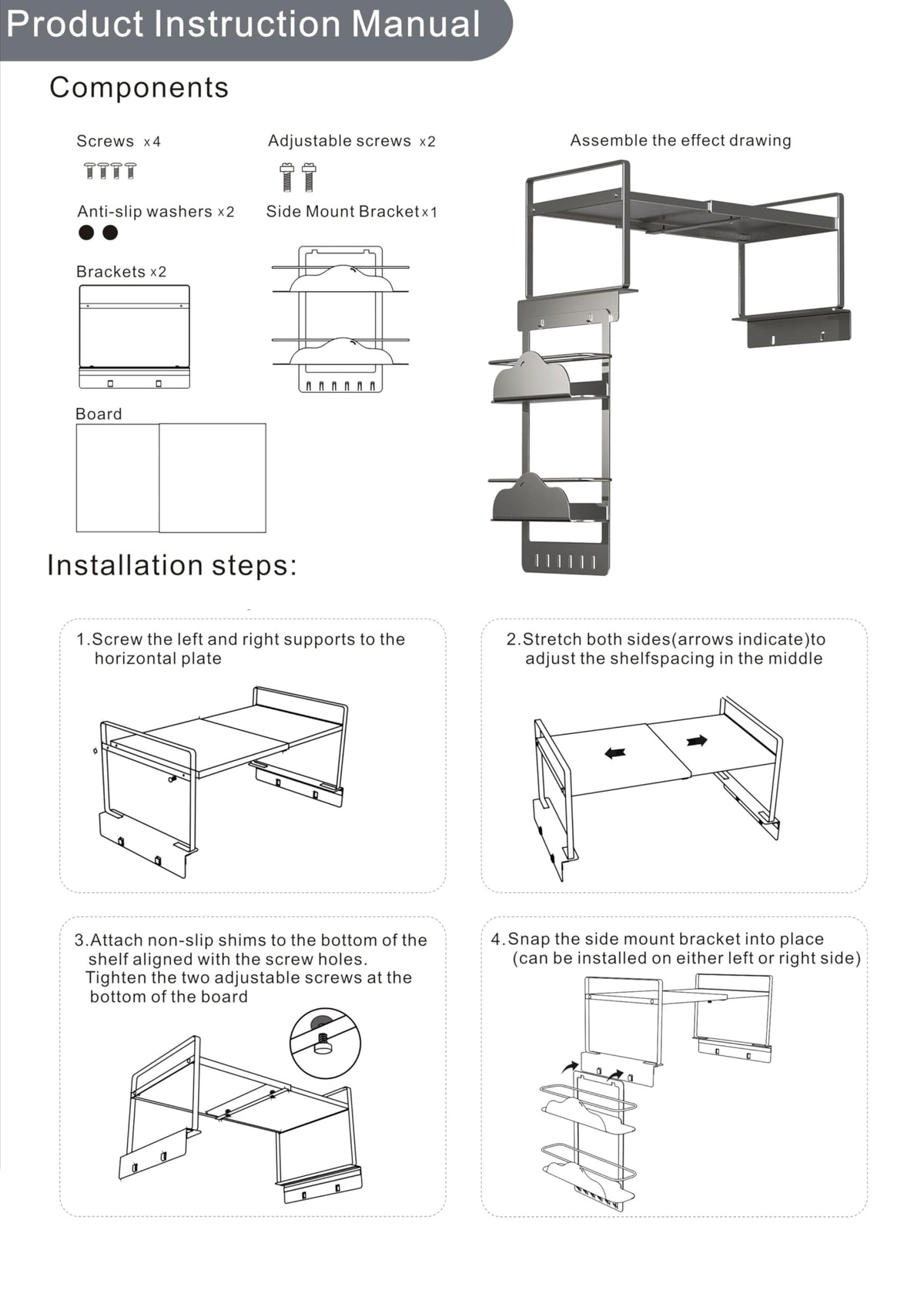Adjustable Over The Fridge Organizer Side Magnetic Spice Rack
