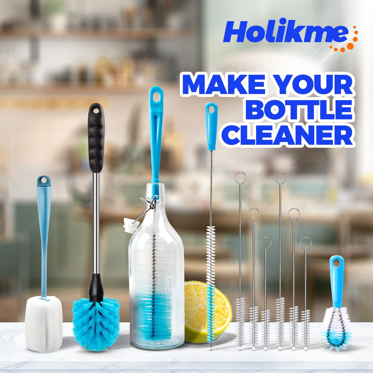 Bottle Brush Tube Cleaning Lab Set with Long Handle (11 Count)