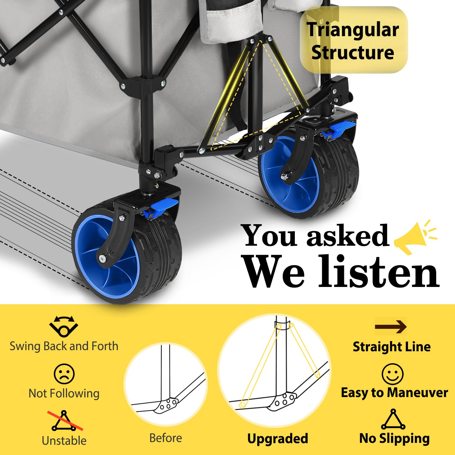 Extended Collapsible Foldable Wagon with 660lbs Weight Capacity