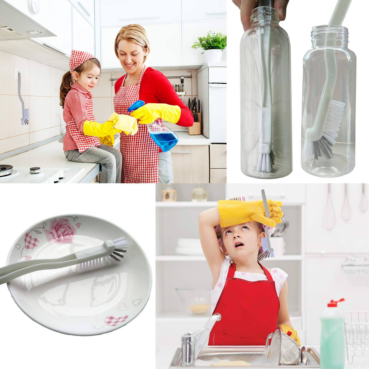 Cleaning Brushes Dish Brush Kitchen Washing Brush Set Shoe Brush Scrub Brush Home Household Cleaner Kit Floor Stiff Bristles with Adhesive Hooks Pot Pan Edge Corners Tile Lines Brush