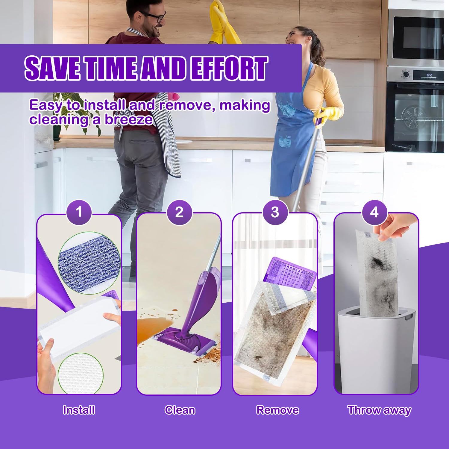 Mop Pad Refills Compatible with Swiffer WetJet Spray Mop (30 Count)