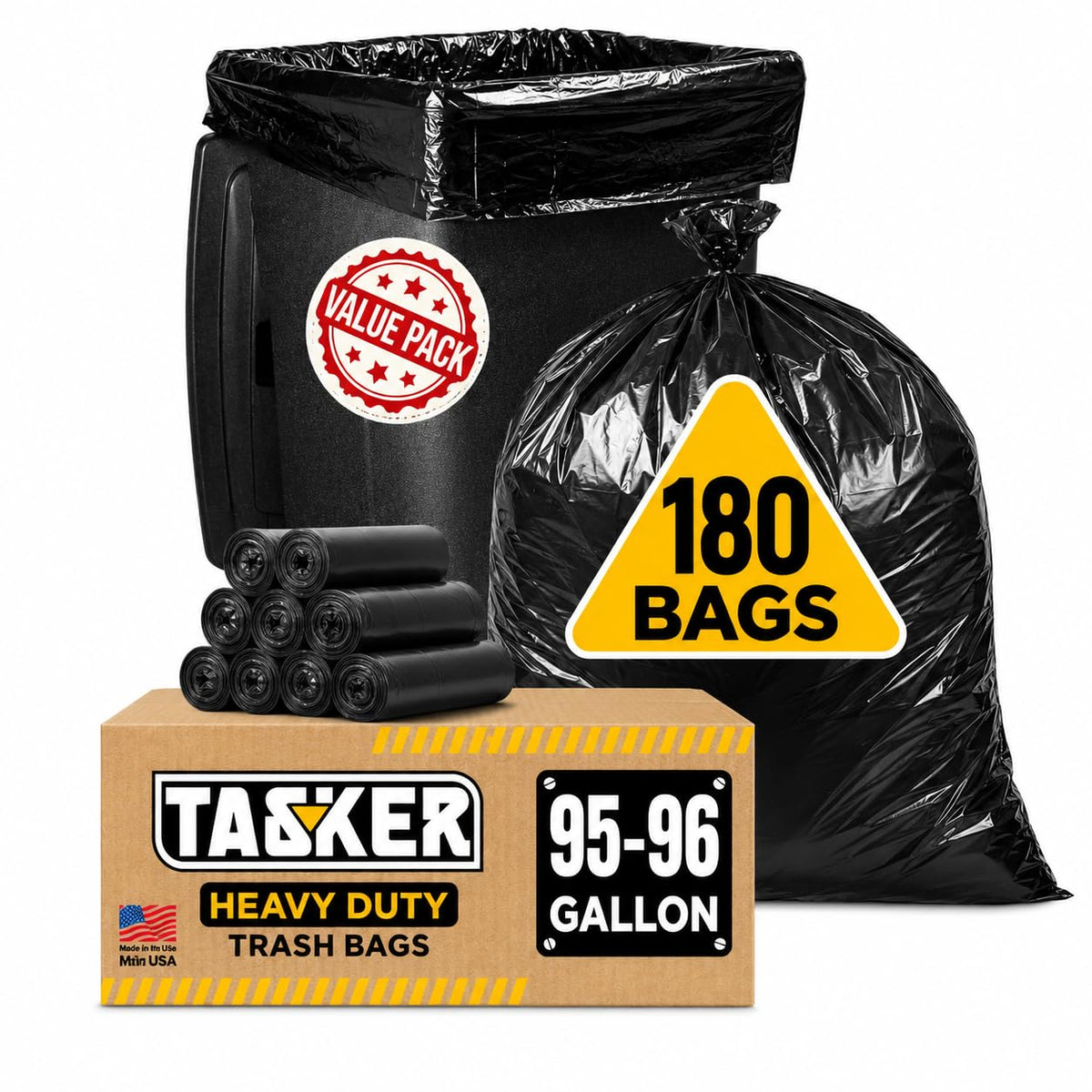 95 Gallon Trash Bags Heavy Duty (180 Count)
