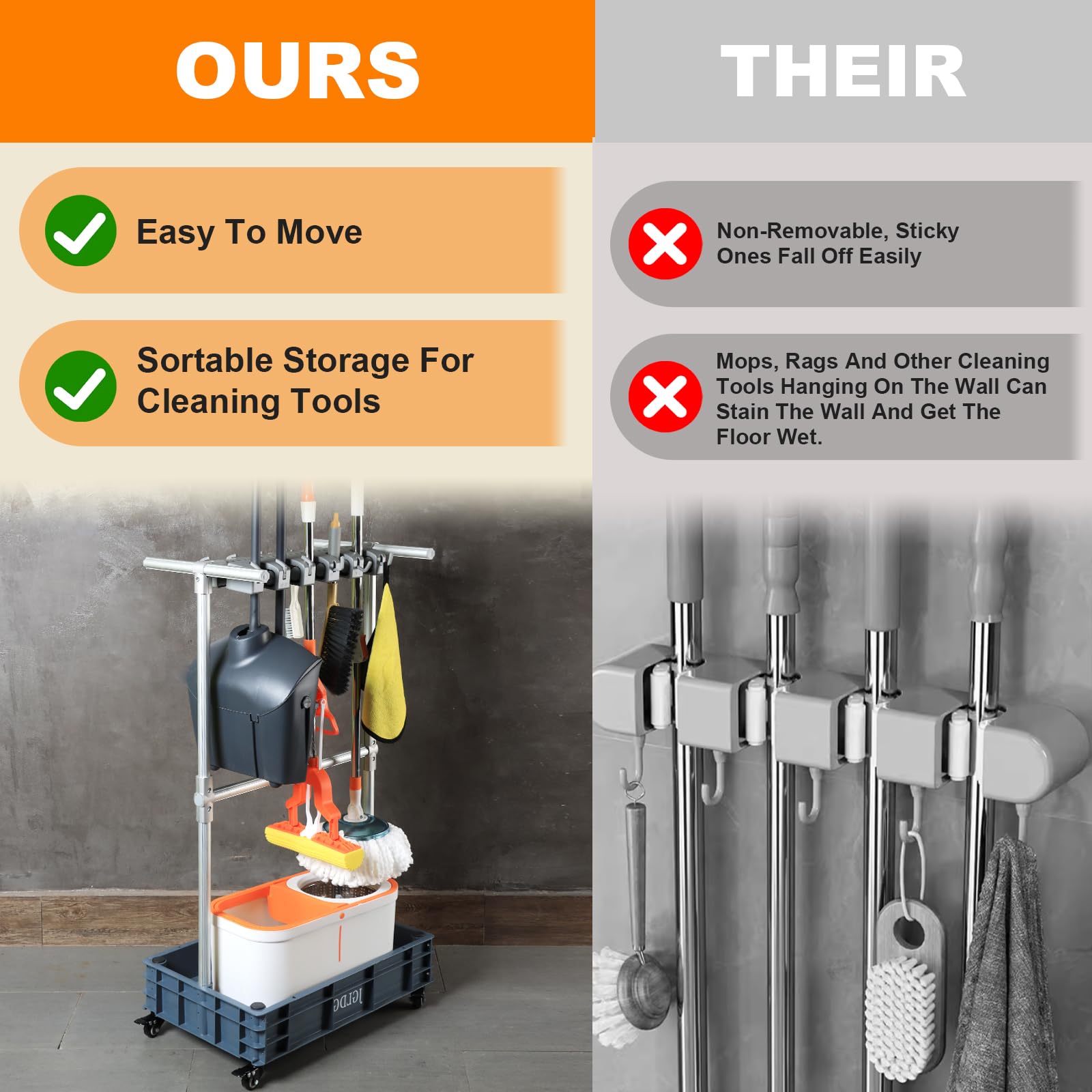 Mobile Mop and Broom Holder