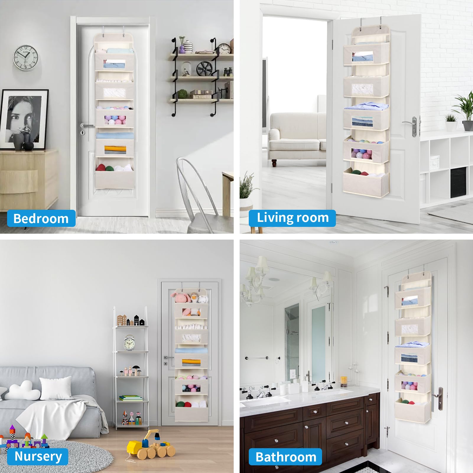 5 Shelf Over The Door Hanging Organizer with 2 Metal Hooks (2 Count)