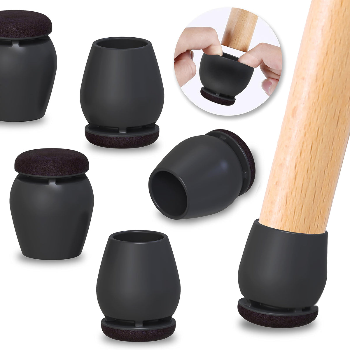 24 Pcs Black Chair Leg Floor Protectors for Hardwood Floors (24 Count)