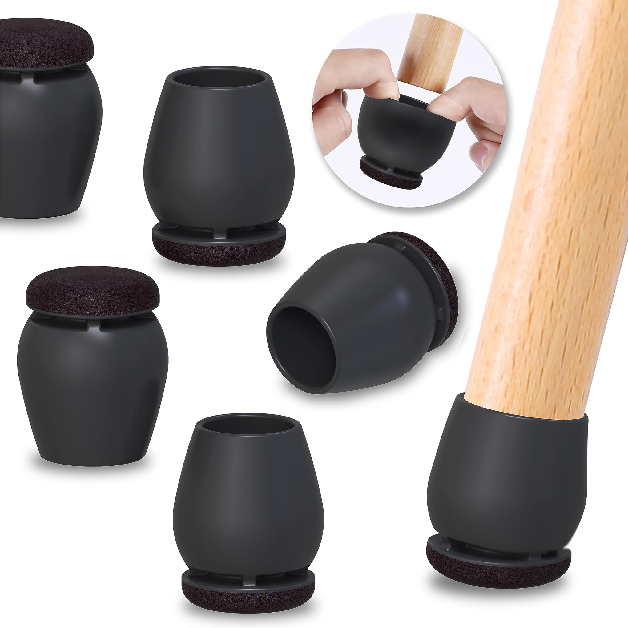 24 Pcs Black Chair Leg Floor Protectors for Hardwood Floors (24 Count)