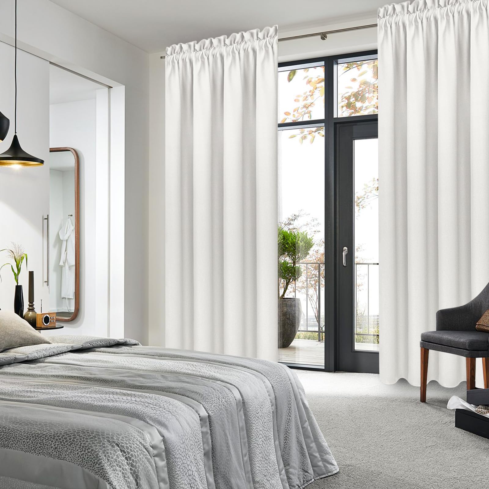 Blackout Curtains for Bedroom Living Room 42 x 84 Inch Long Ivory