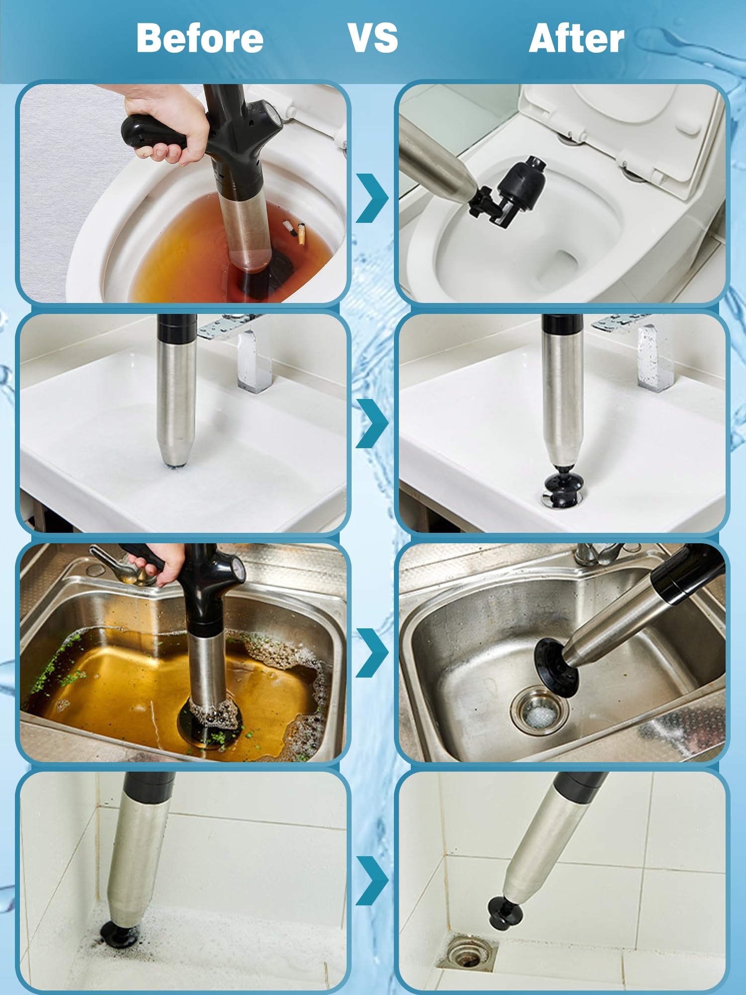 Toilet Plunger Drain Clog Remover Tool