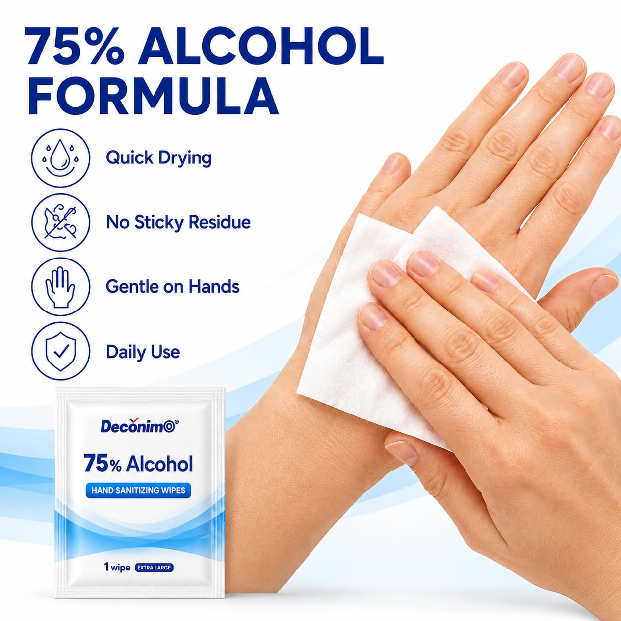 75% Ethyl Alcohol Extra Large Wipes (100 Count)