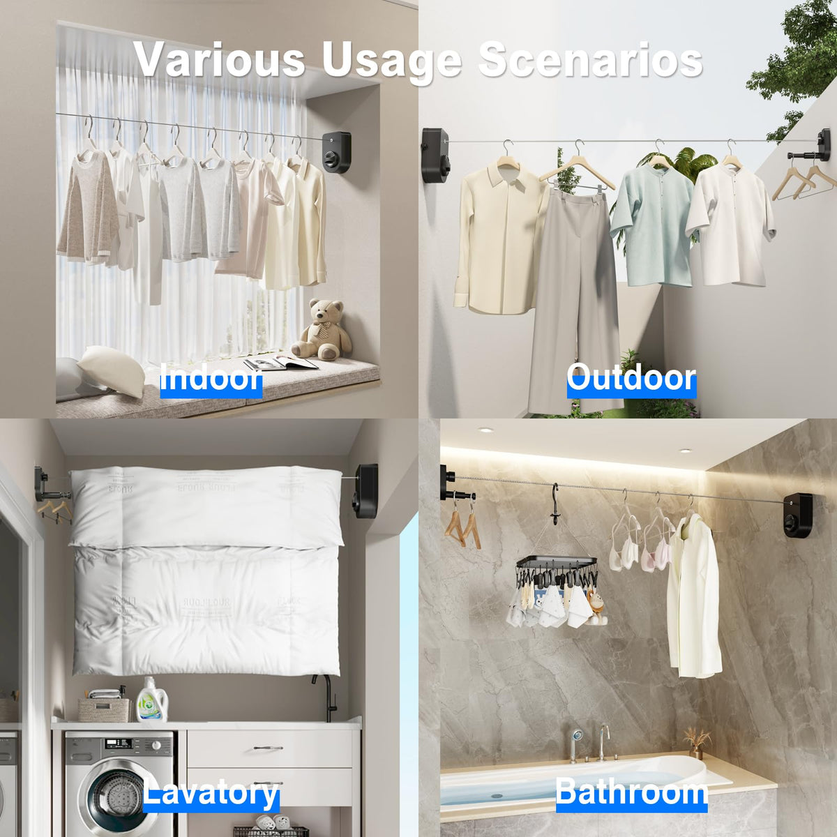Retractable Clothesline Indoor (13.8 Foot)