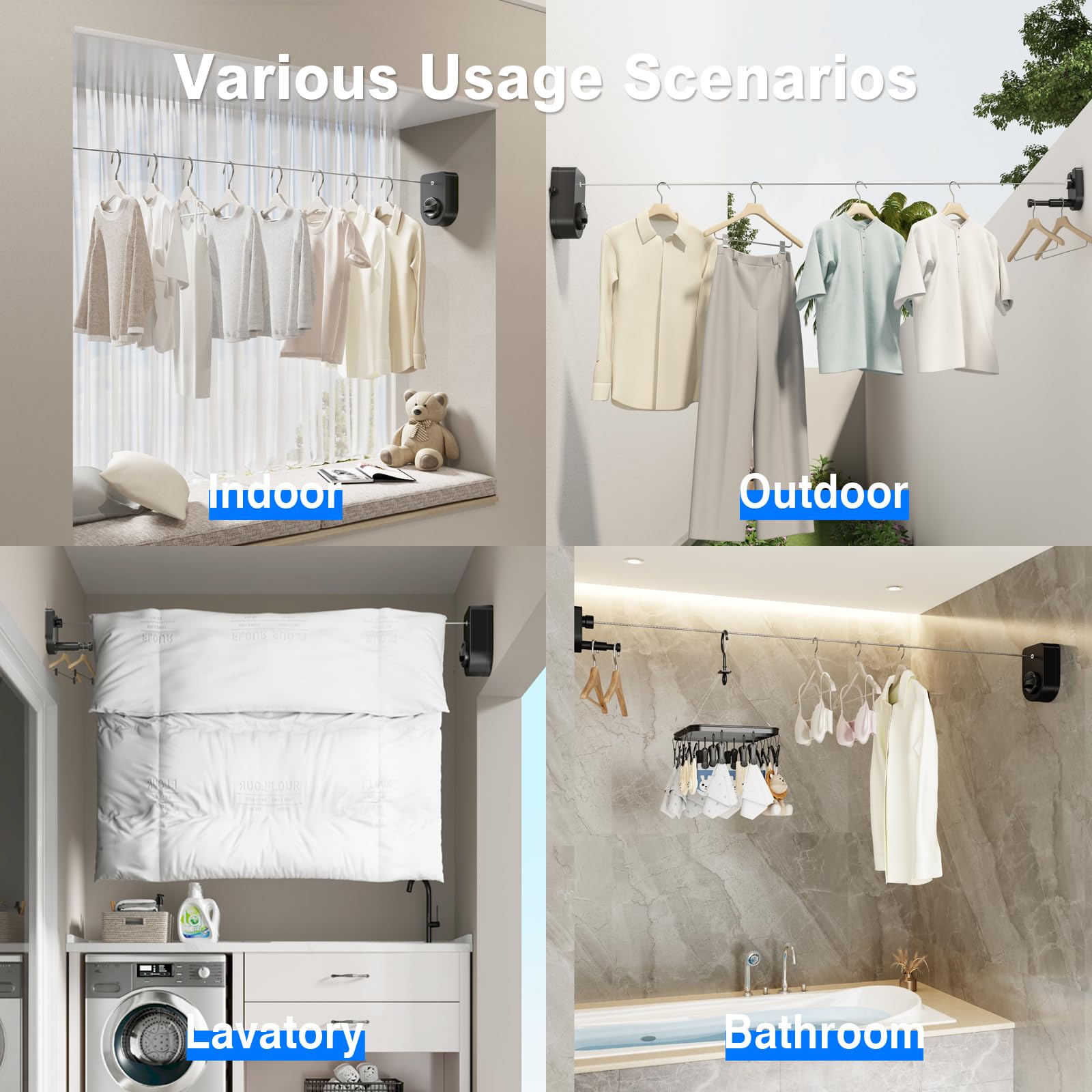 Retractable Clothesline Indoor (13.8 Foot)