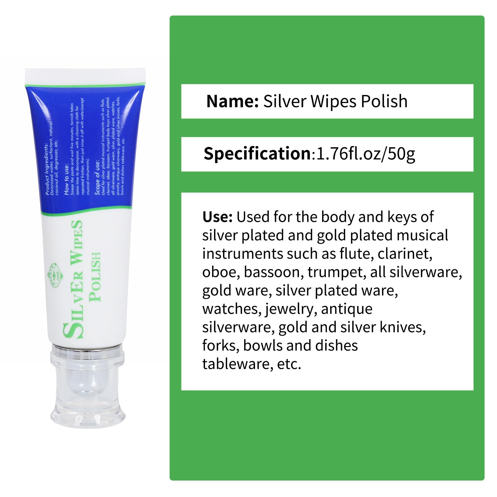 Silver Wipe Polish Cleaner Removes Surface Oxidation Tarnish from Sterling Silver
