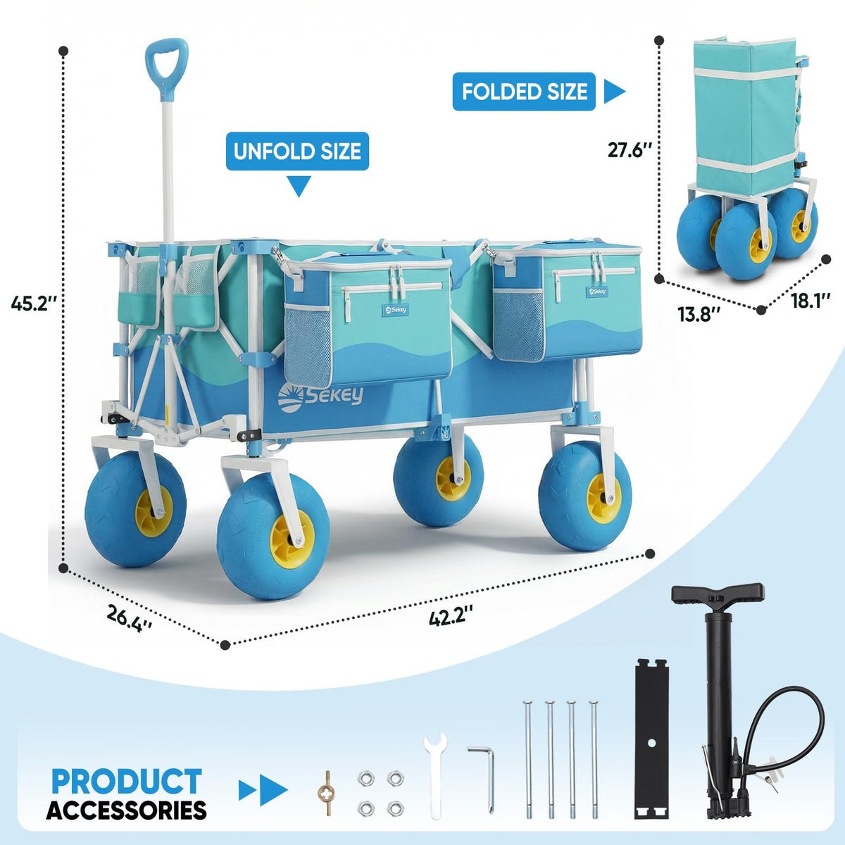Heavy Duty Beach Wagon with 9" Big Sand