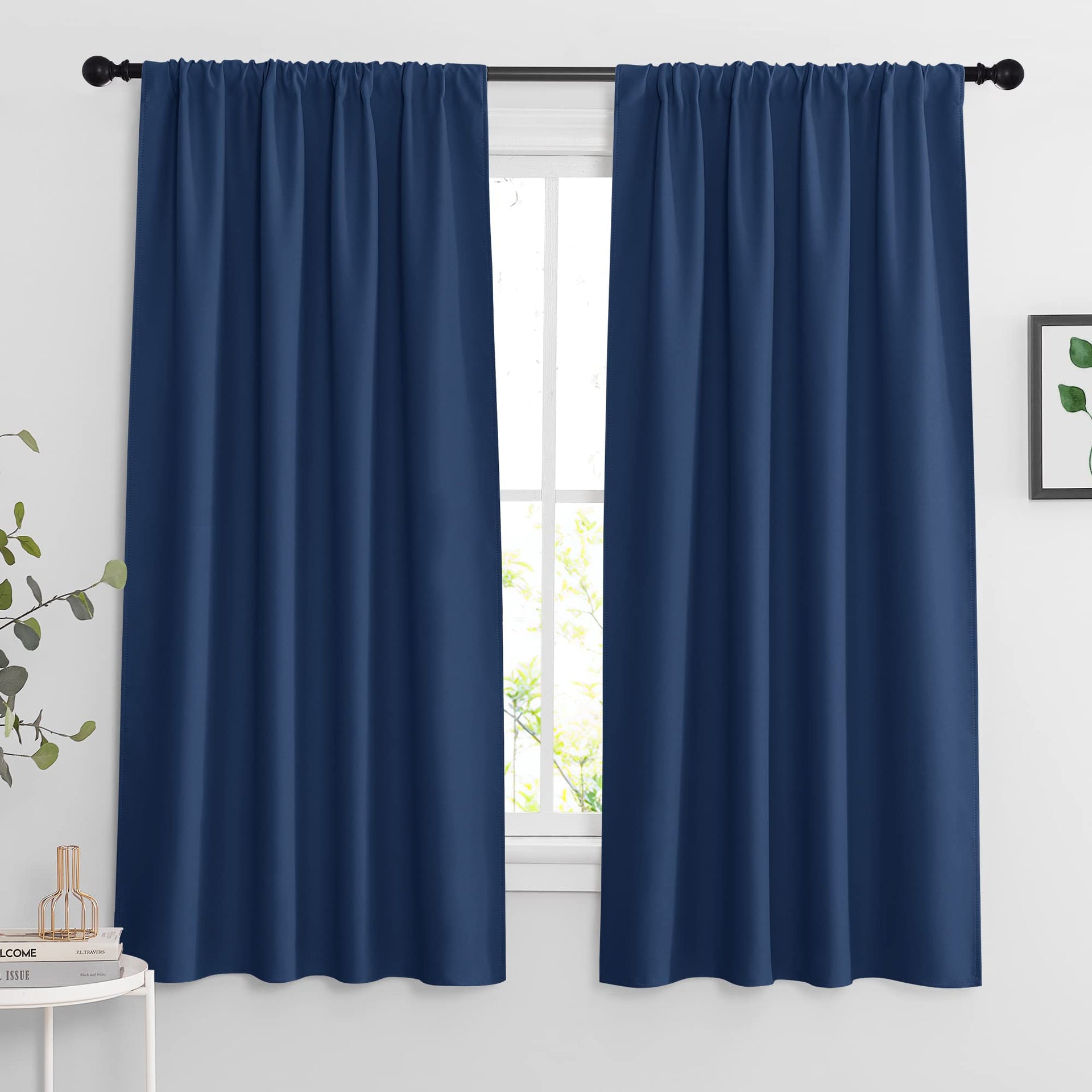 Extra Wide Blackout Curtains for Bedroom Living Room 63 inch Long (2 Count)