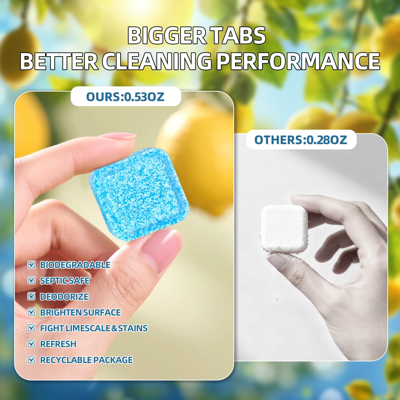 Toilet Bowl Cleaner Tablets 30 Big Pack Lemon Scent (30 Count)