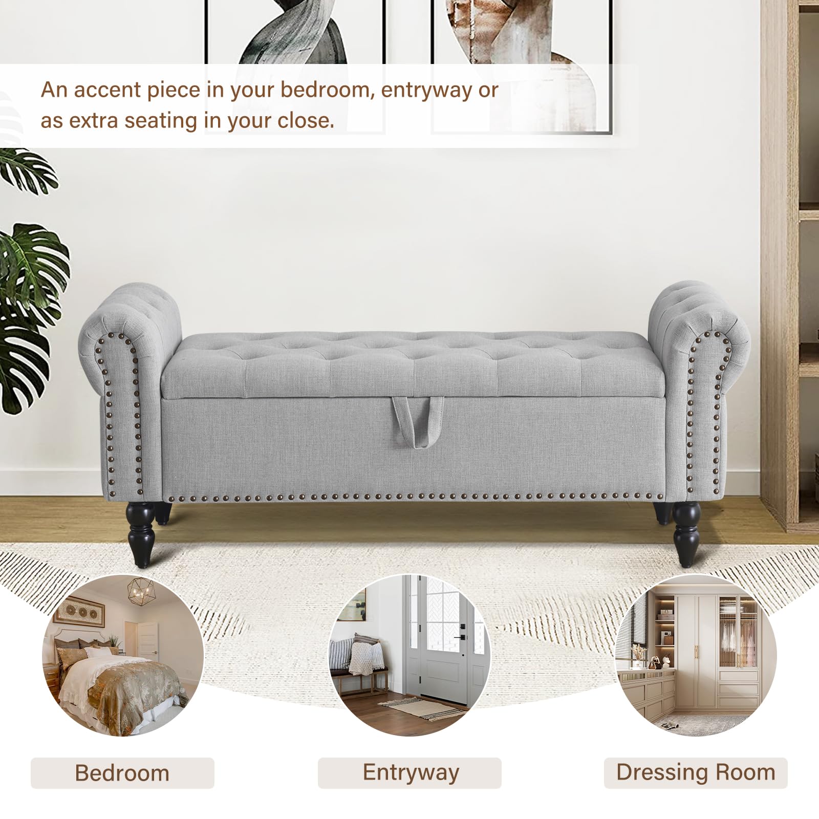 Storage Ottoman Bench for Queen Size Bed