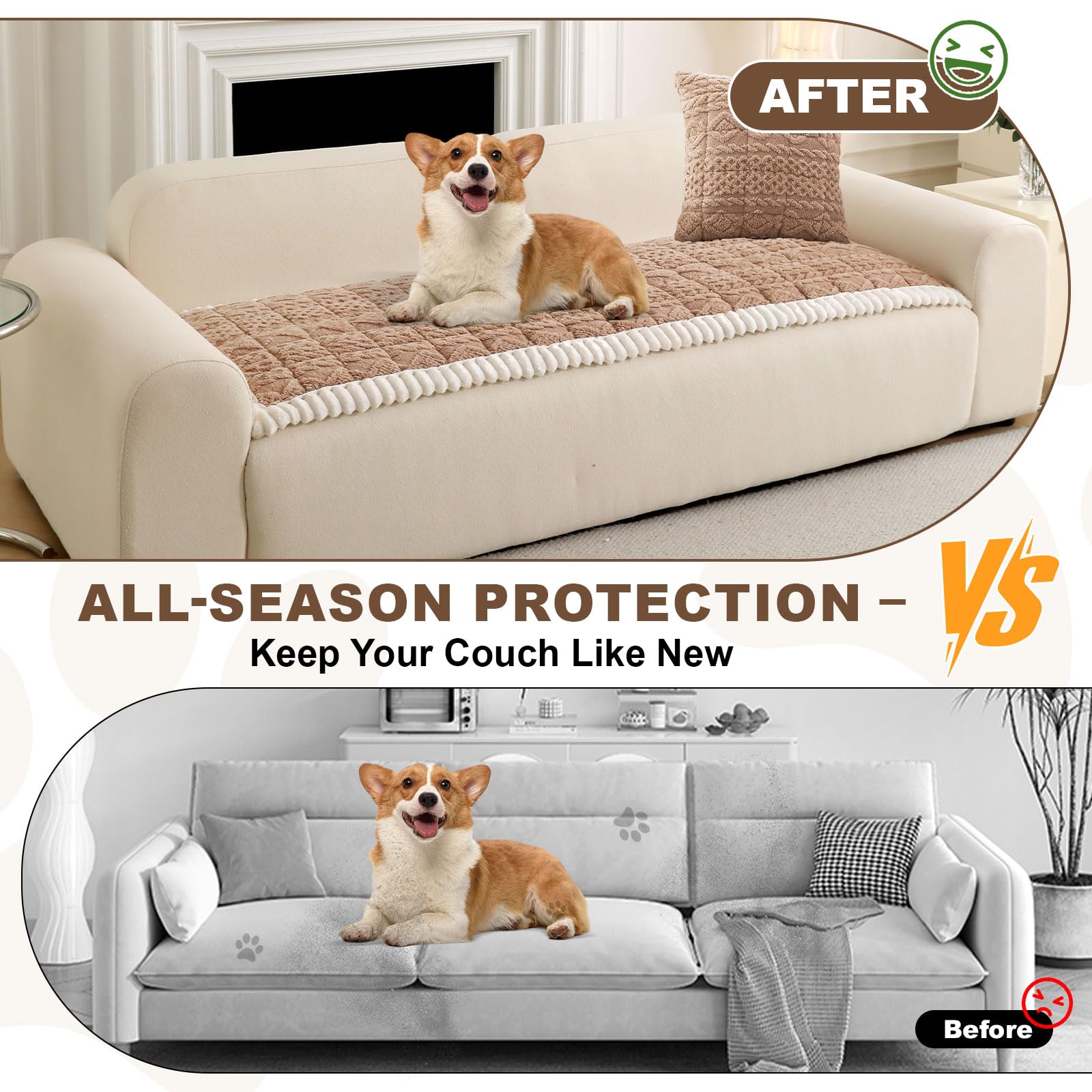 All Seasons Sofa Covers for 3 Cushion Couch Washable (3 Ounce)