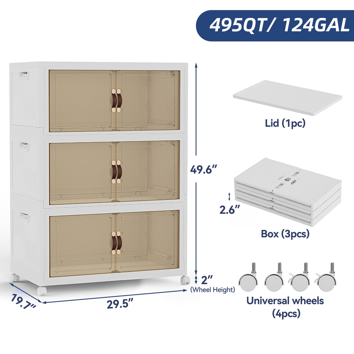 507QT 126Gal Stackable Storage Bins with a Lid