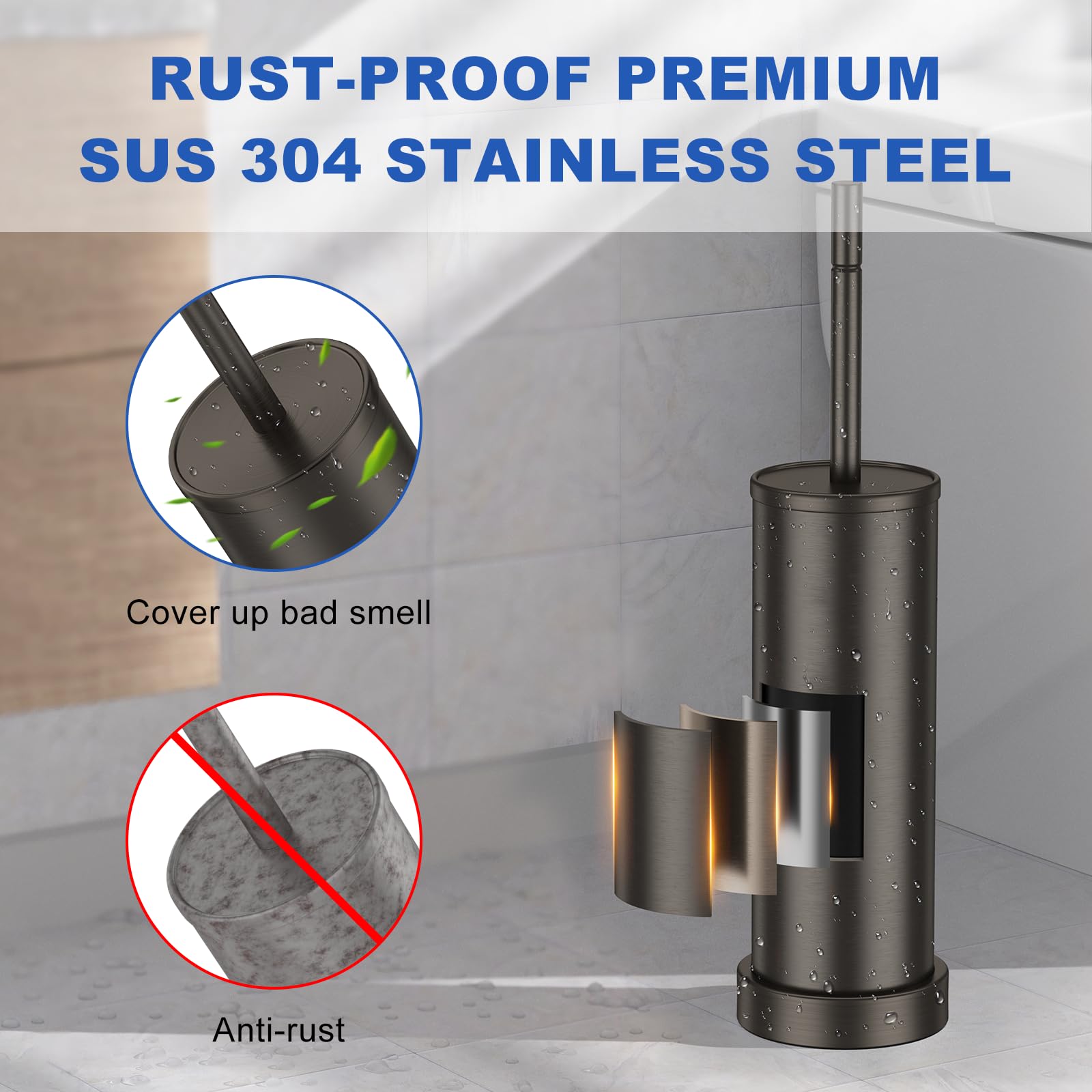 Brushed Nickel Toilet Brush and Holder Set