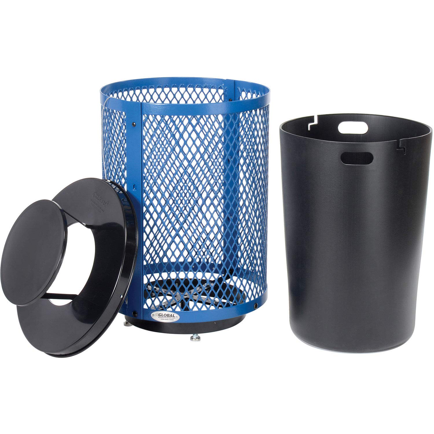 Outdoor Diamond Steel Trash Can with Rain Bonnet Lid