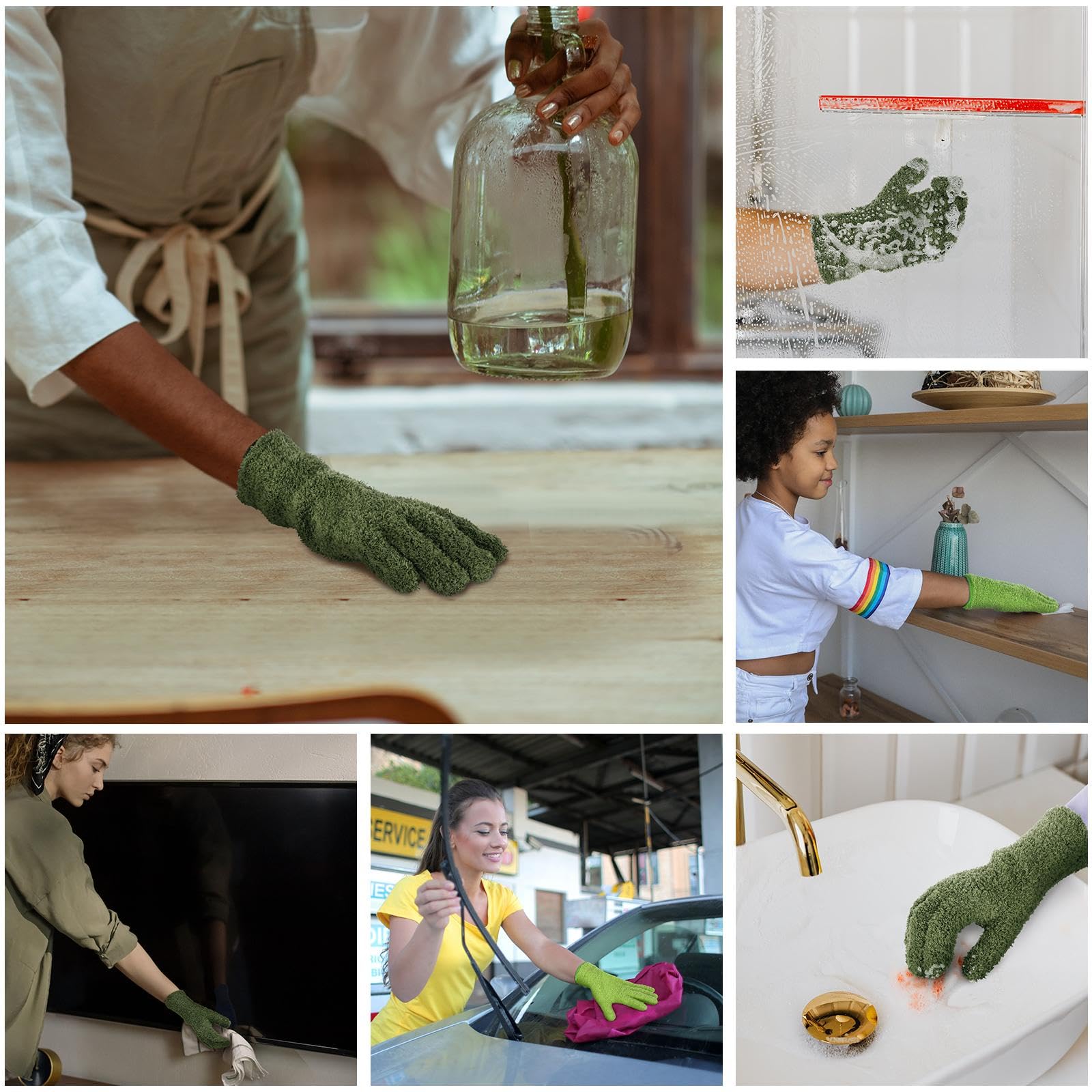 2 Pairs Microfiber Gloves for plants Dusting Cleaning Glove Mittens House Cars Blinds Dusting
