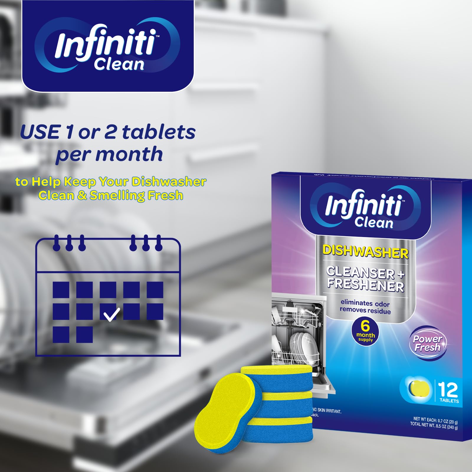 Dishwasher Cleaner and Deodorizer Tablets (12 Count)