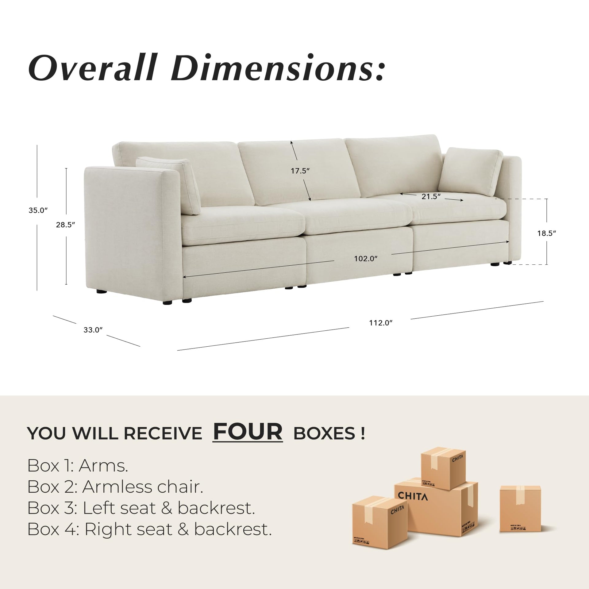 112" Modular Sectional Sofa (3 Count)