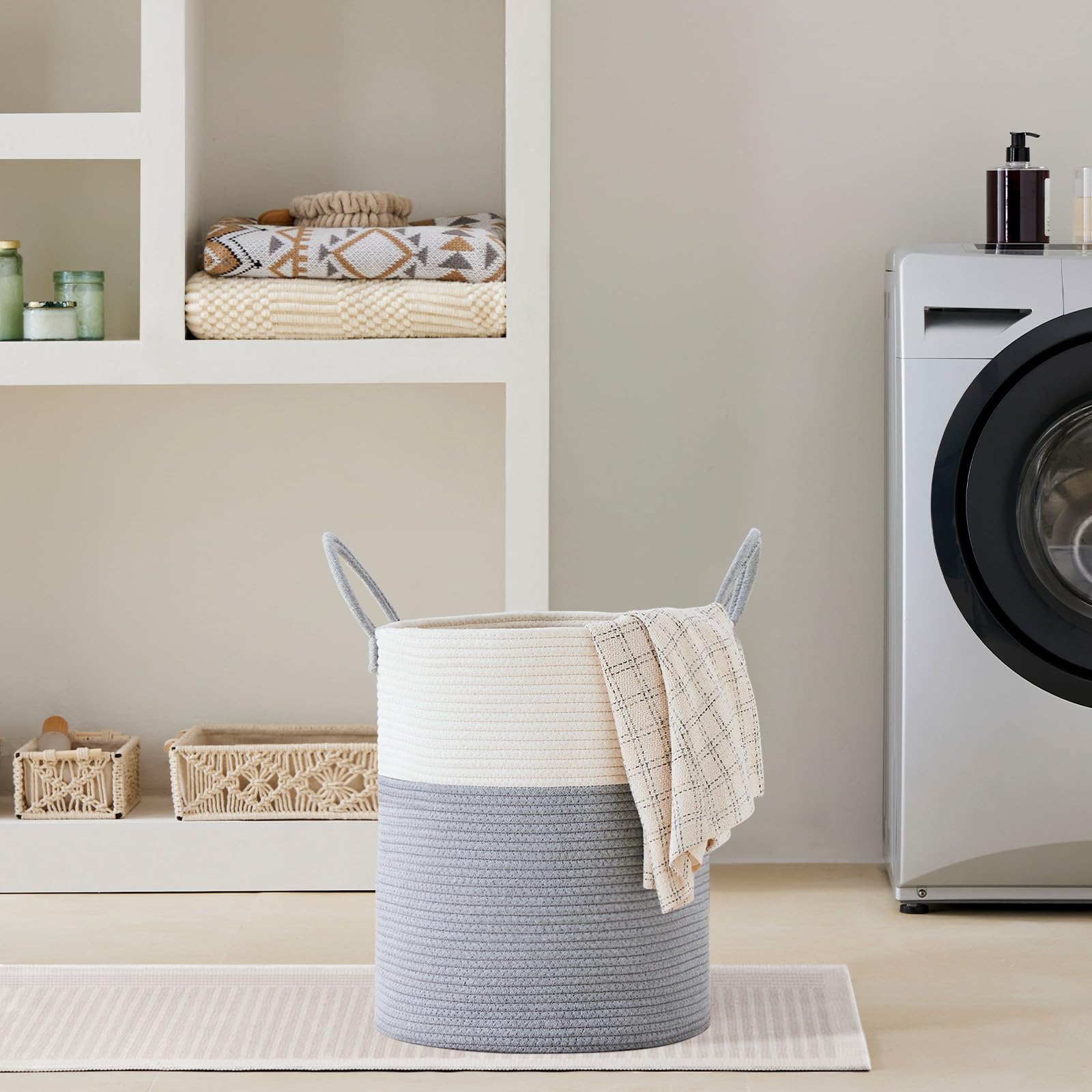 53L Tall Woven Laundry Basket Hamper