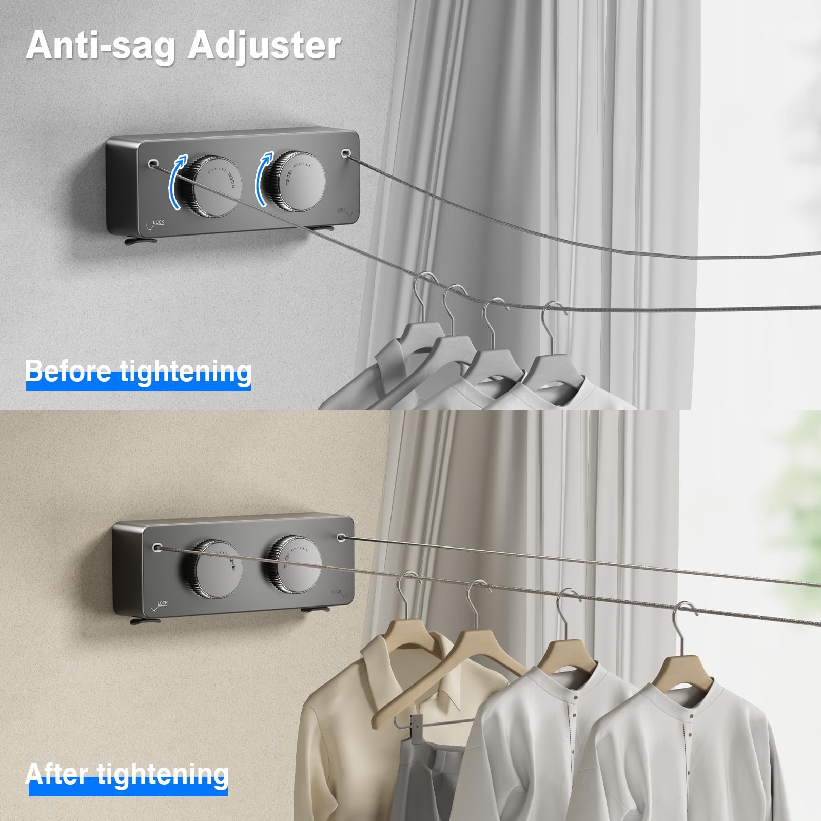 Retractable Twin Clothesline Indoor (27.6 Foot)