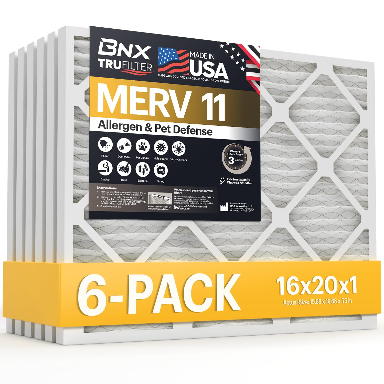 TruFilter 16x20x1 Air Filter MERV 11 (6 Count)